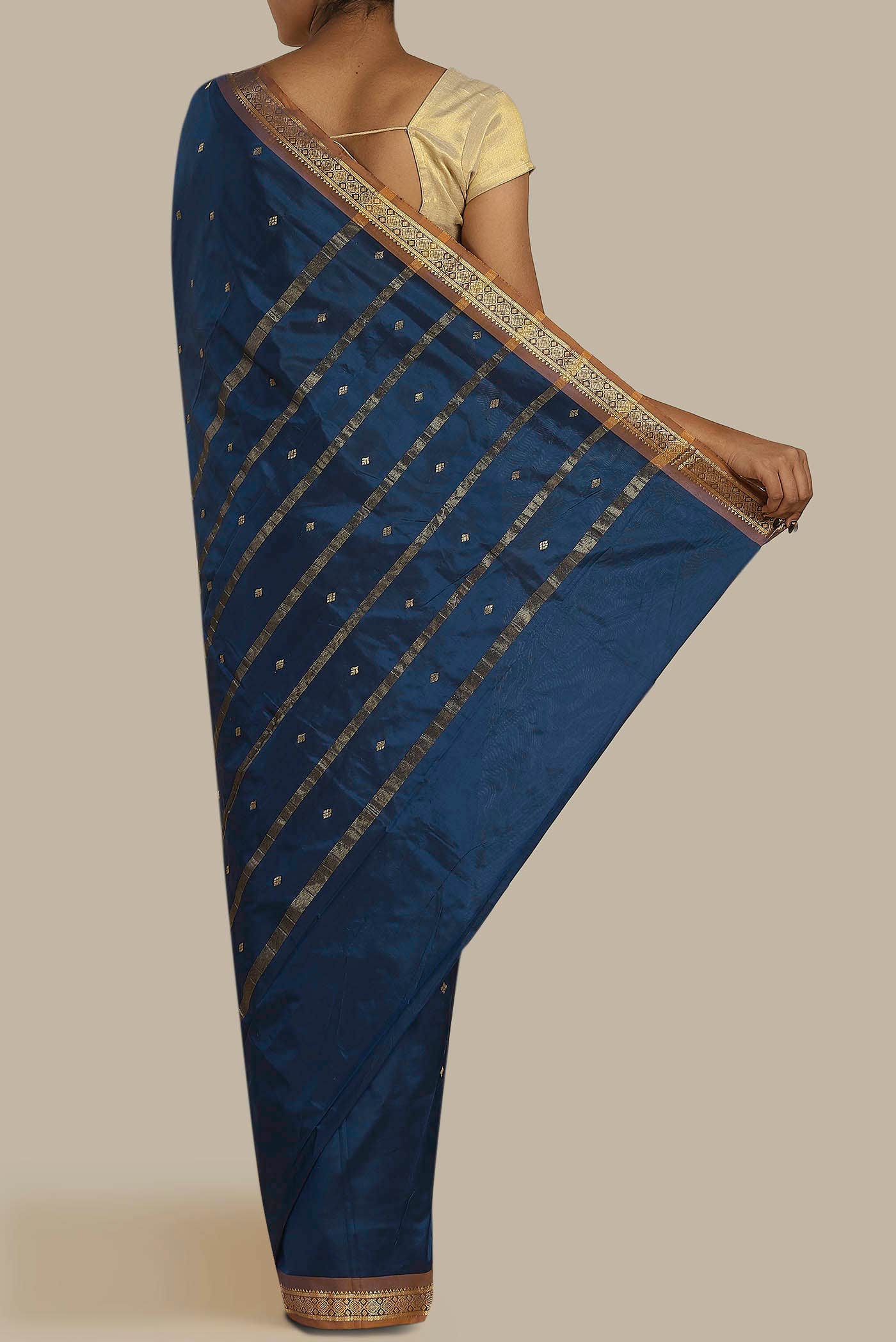 Blue Blended Bangalore Silk Saree
