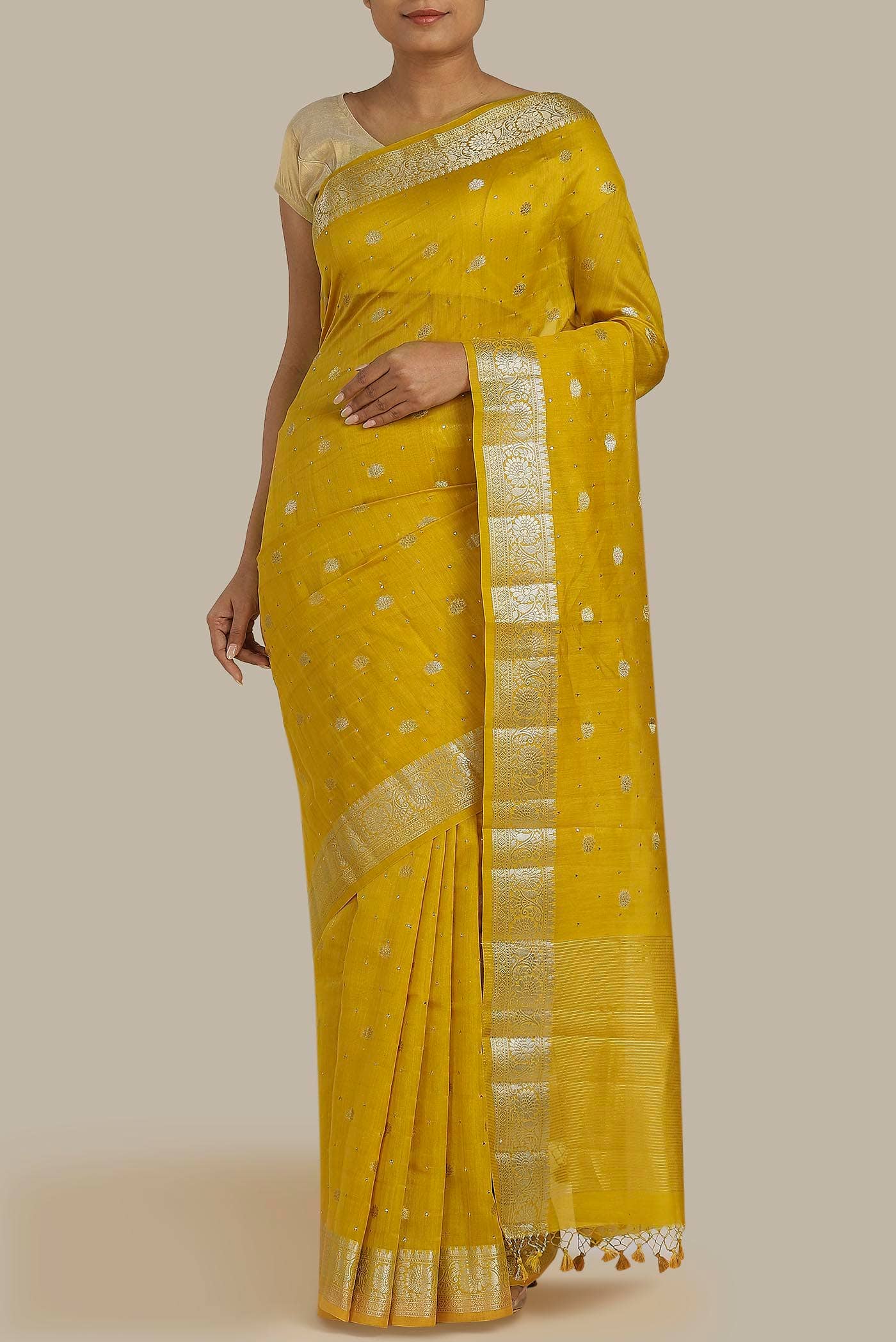 Yellow Chanderi Silk Cotton Saree