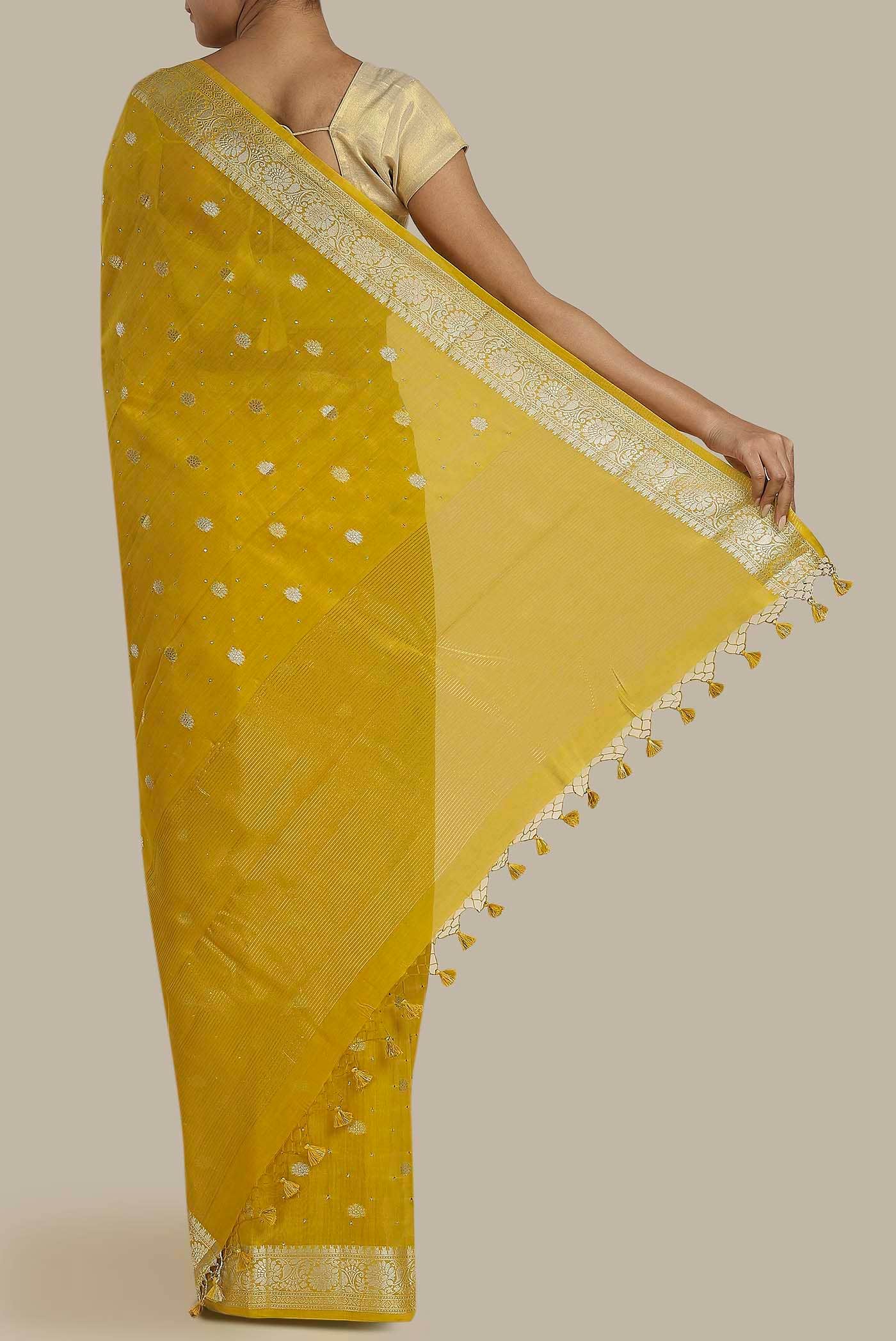 Yellow Chanderi Silk Cotton Saree