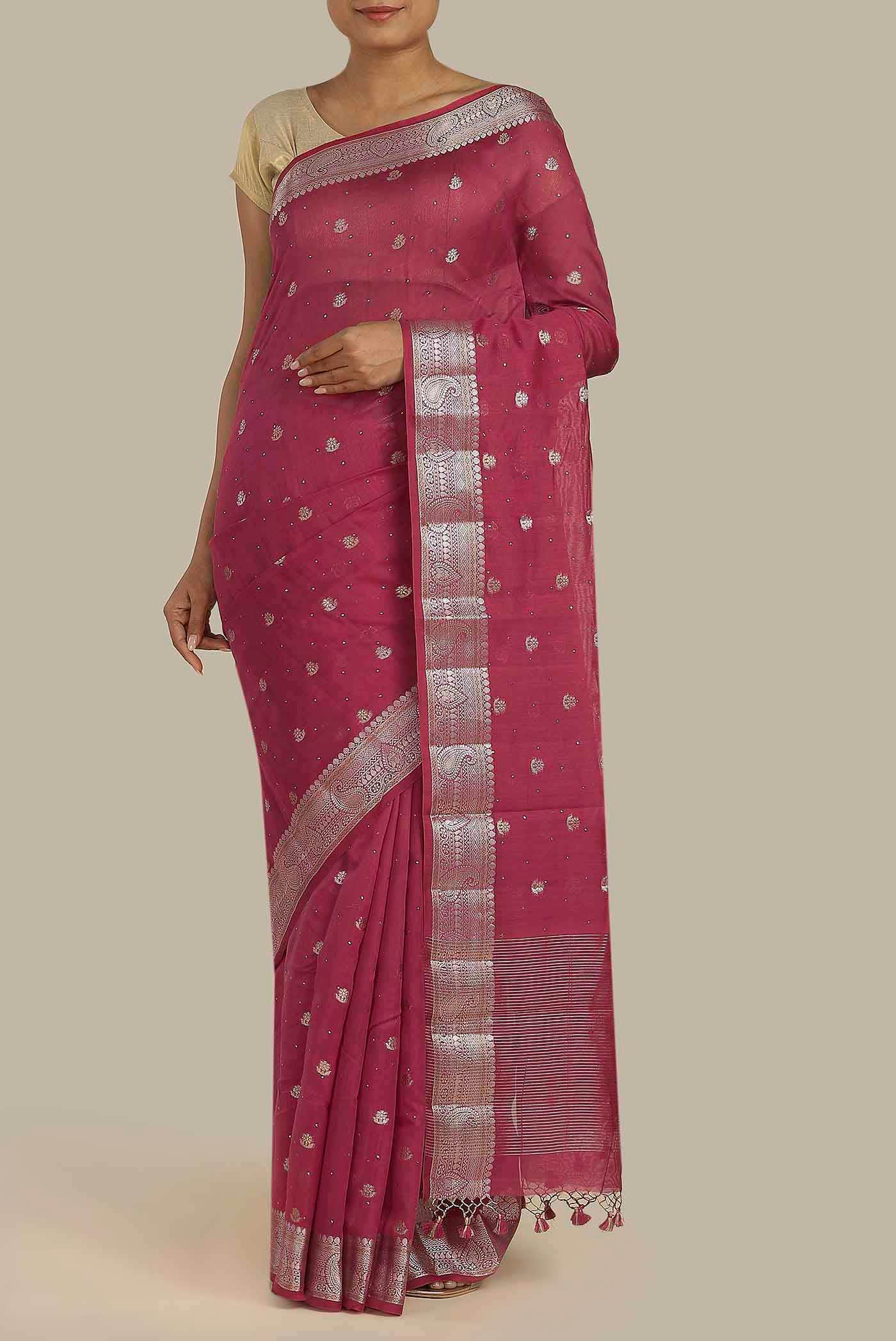 Pink Chanderi Silk Cotton Saree