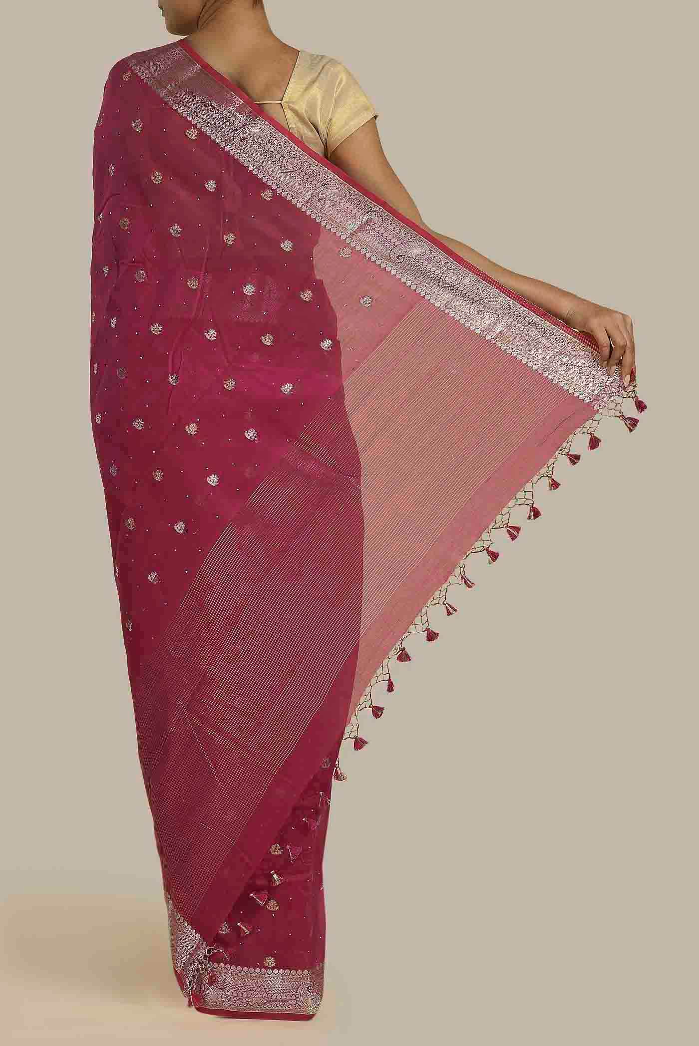 Pink Chanderi Silk Cotton Saree