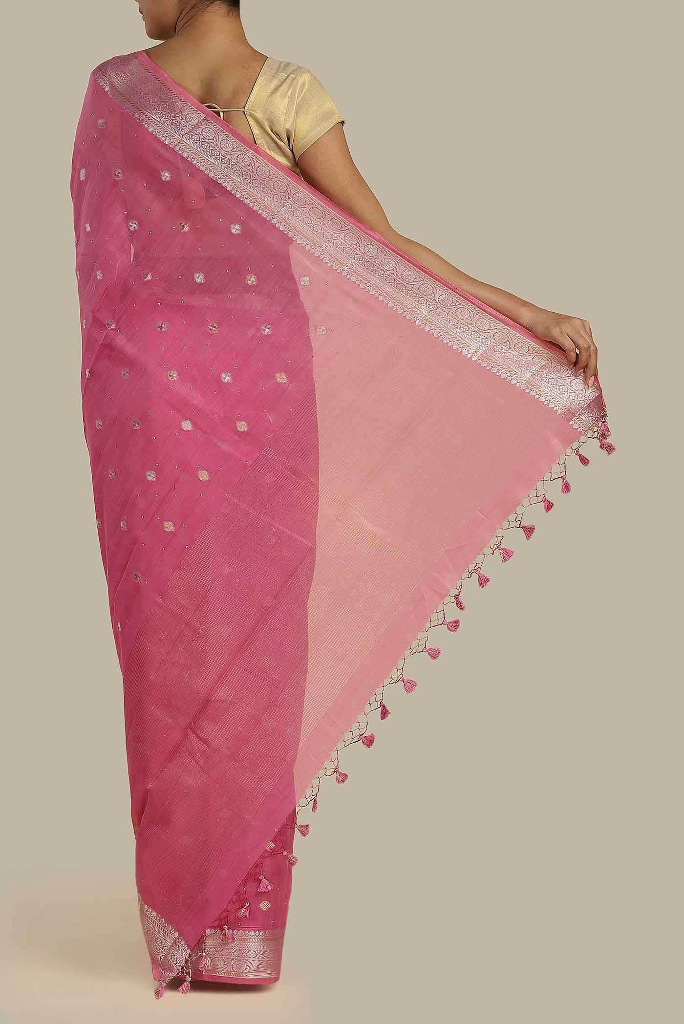 Pink Chanderi Silk Cotton Saree