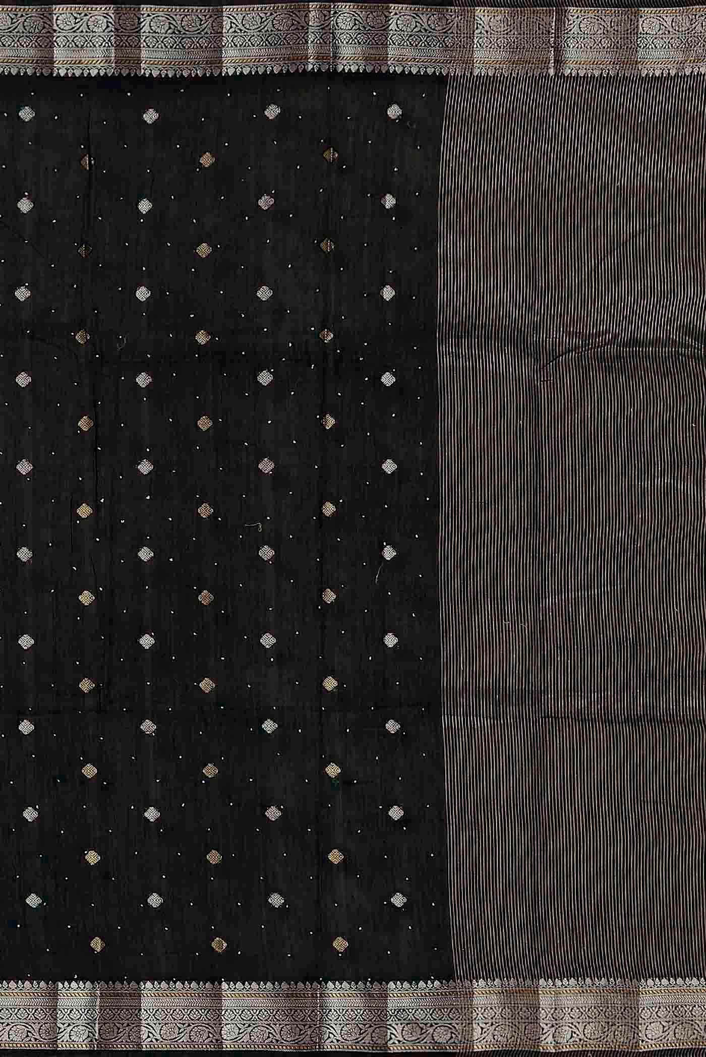 Black Chanderi Silk Cotton Saree
