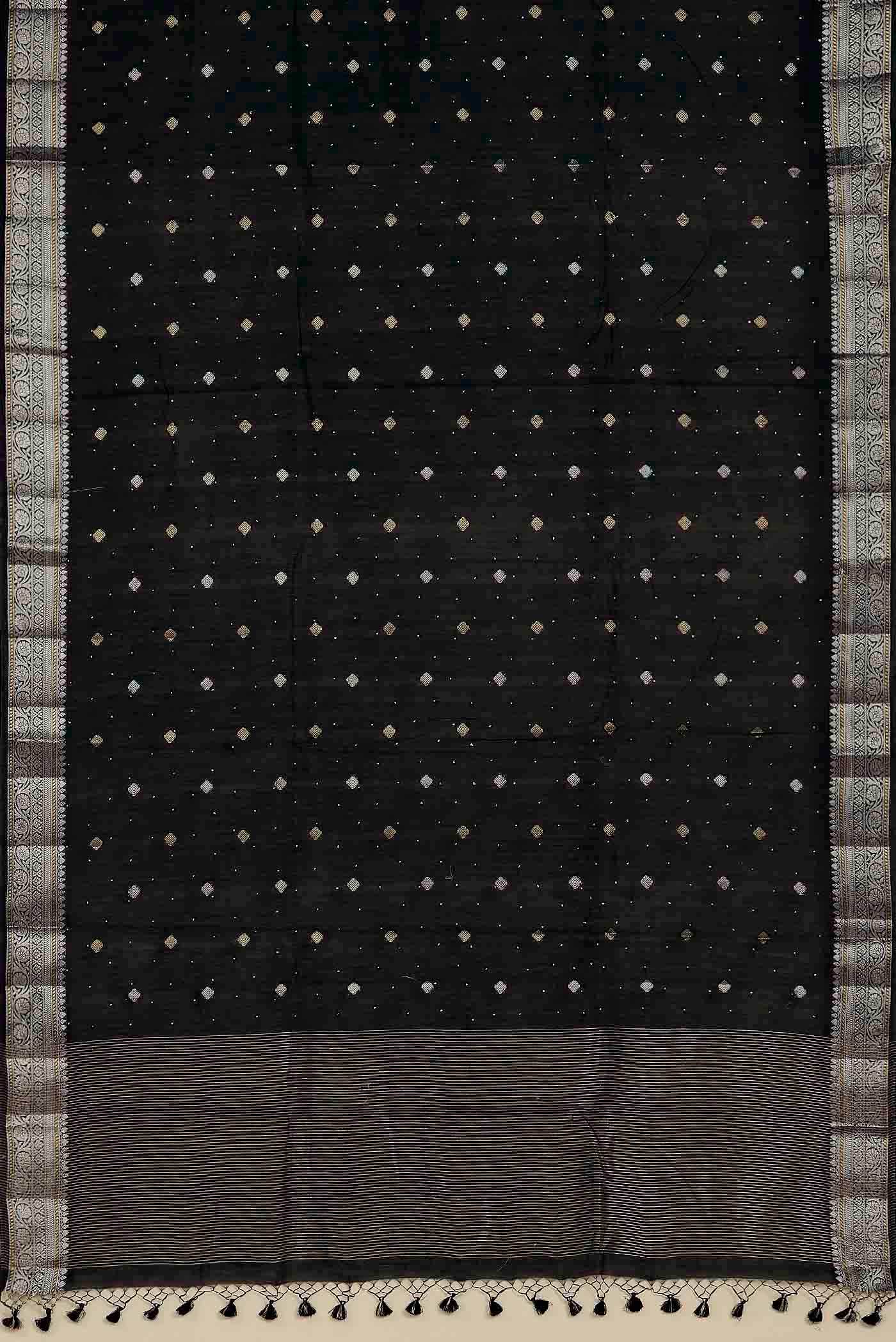 Black Chanderi Silk Cotton Saree