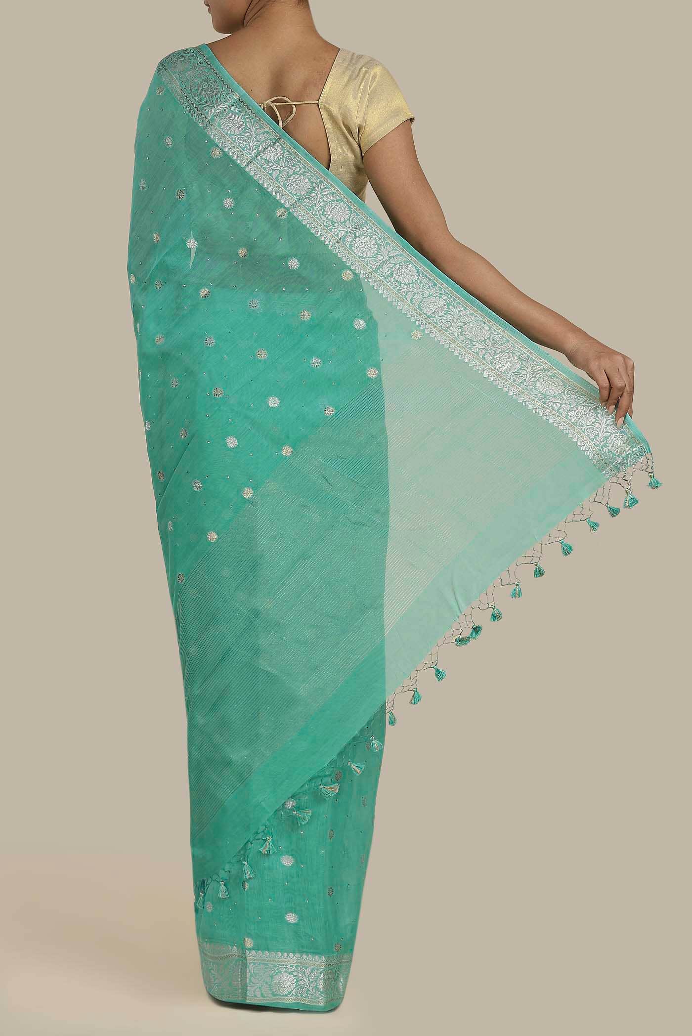 Green Chanderi Silk Cotton Saree