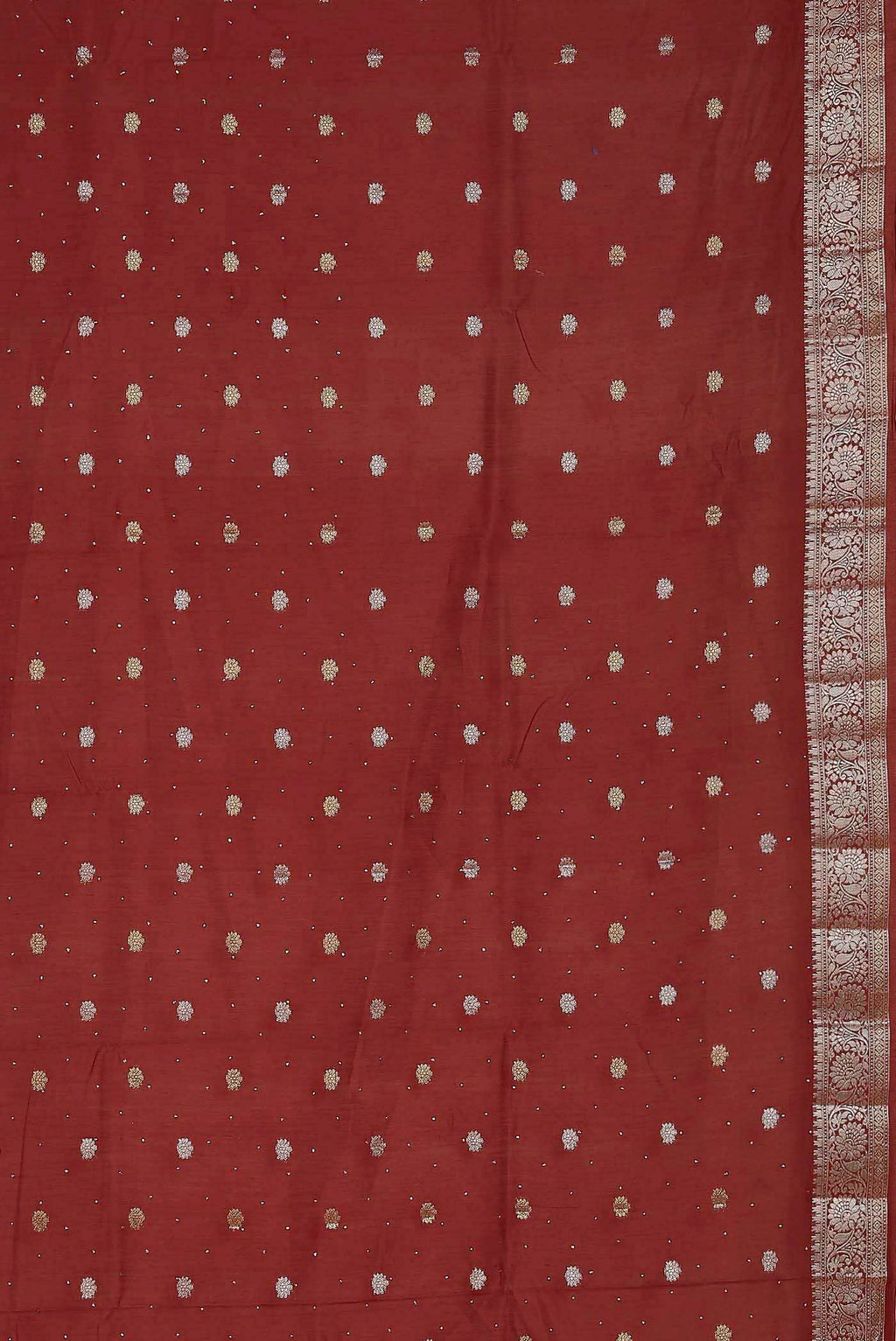 Rust Chanderi Silk Cotton Saree
