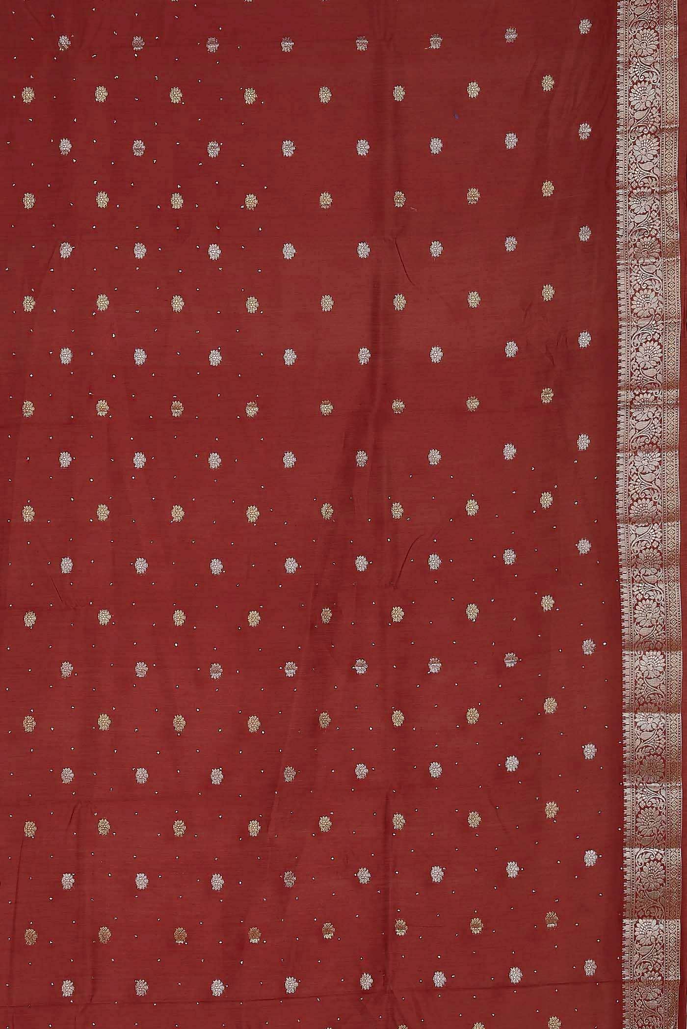 Rust Chanderi Silk Cotton Saree