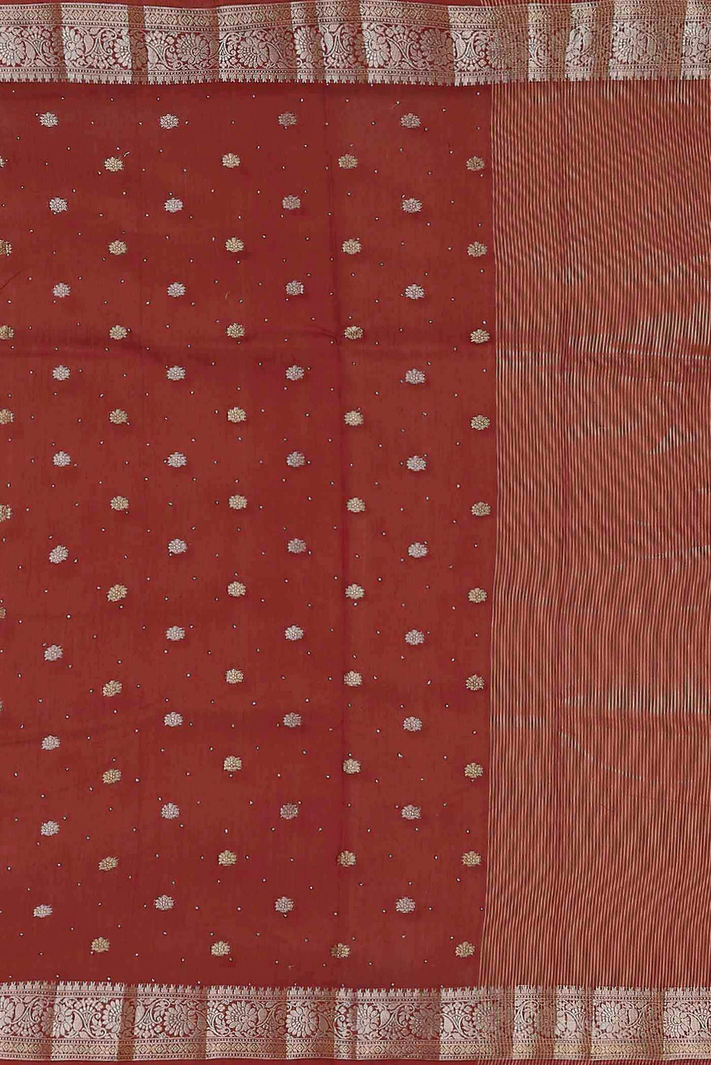 Rust Chanderi Silk Cotton Saree
