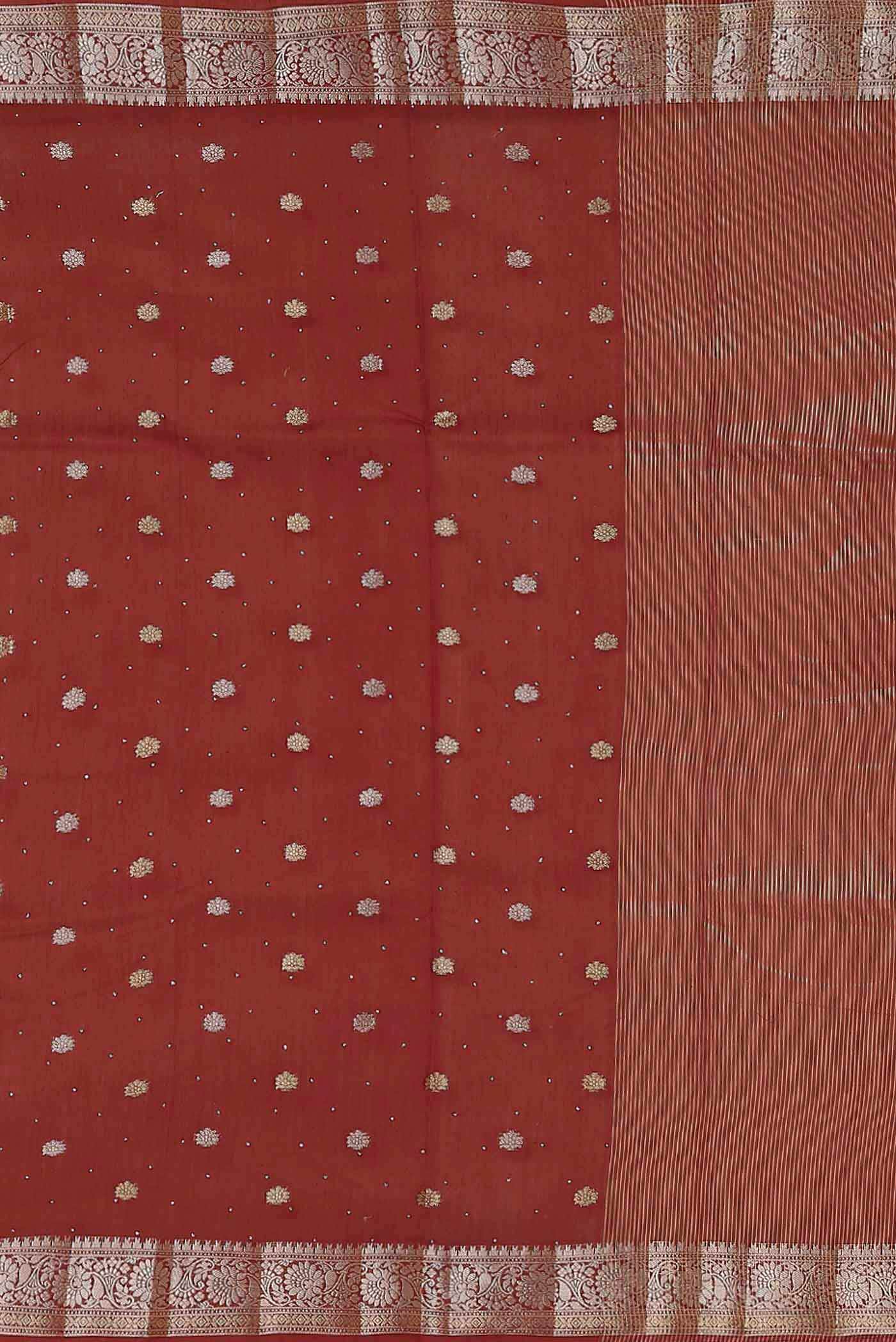 Rust Chanderi Silk Cotton Saree