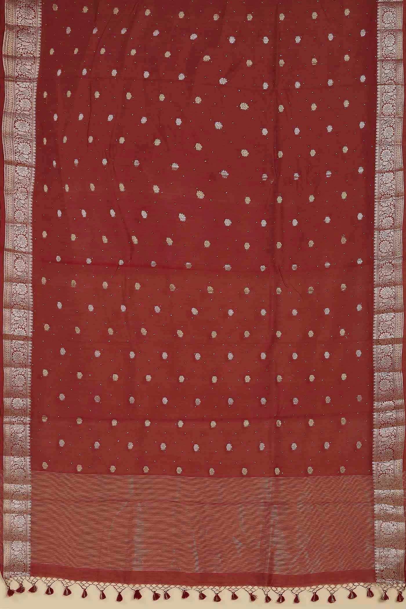 Rust Chanderi Silk Cotton Saree