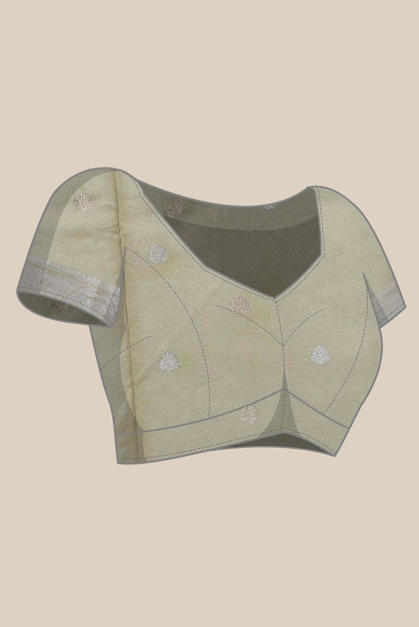 Beige Chanderi Silk Cotton Saree