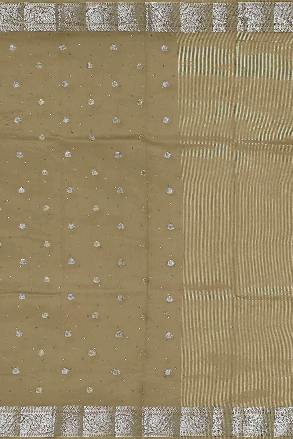 Beige Chanderi Silk Cotton Saree