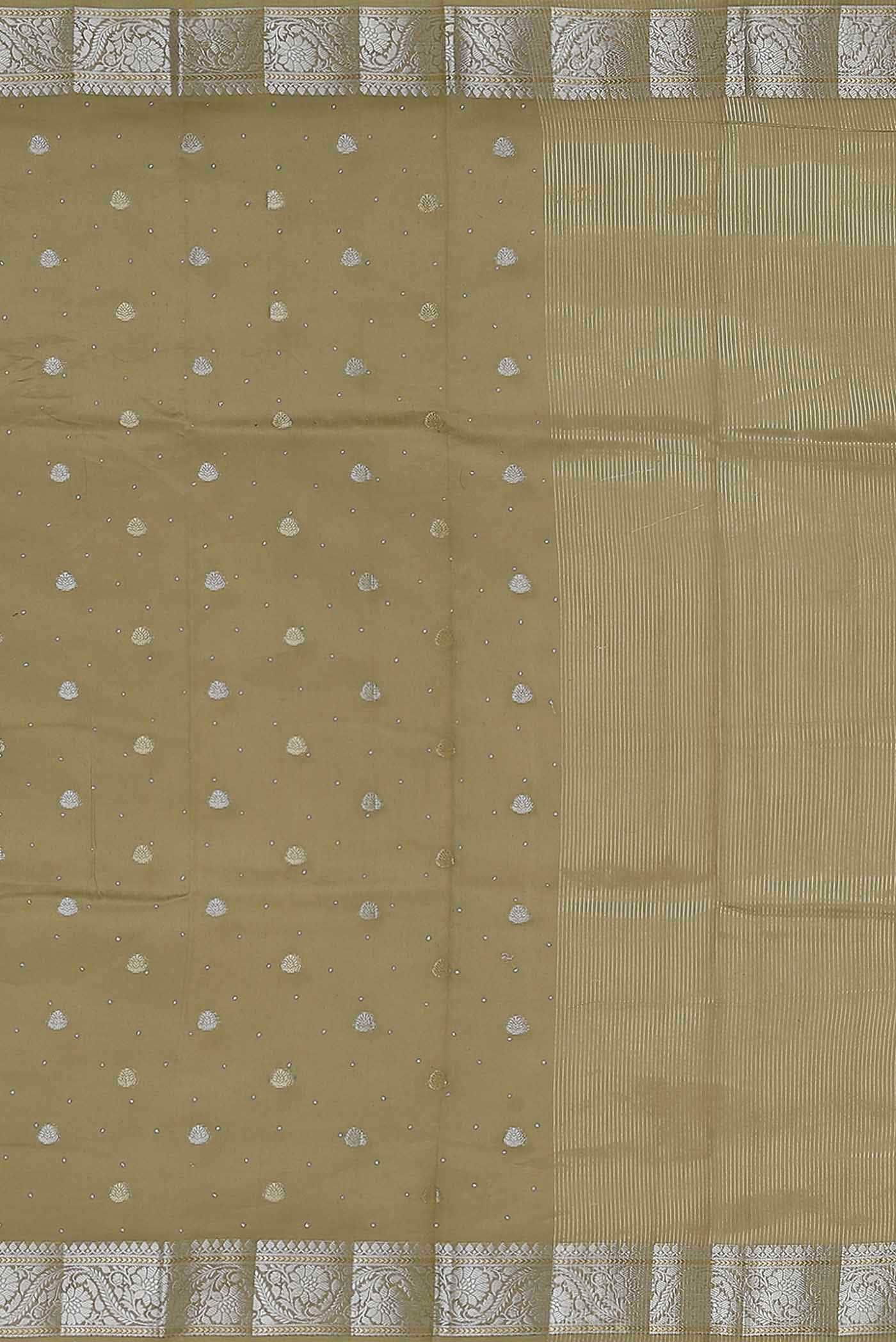 Beige Chanderi Silk Cotton Saree