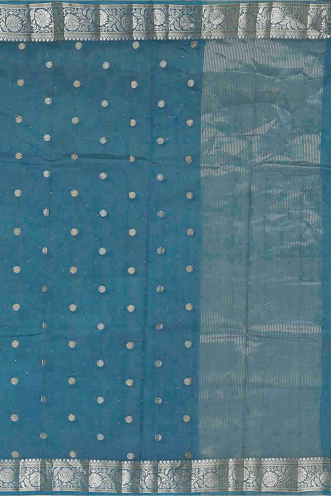 Blue Chanderi Silk Cotton Saree