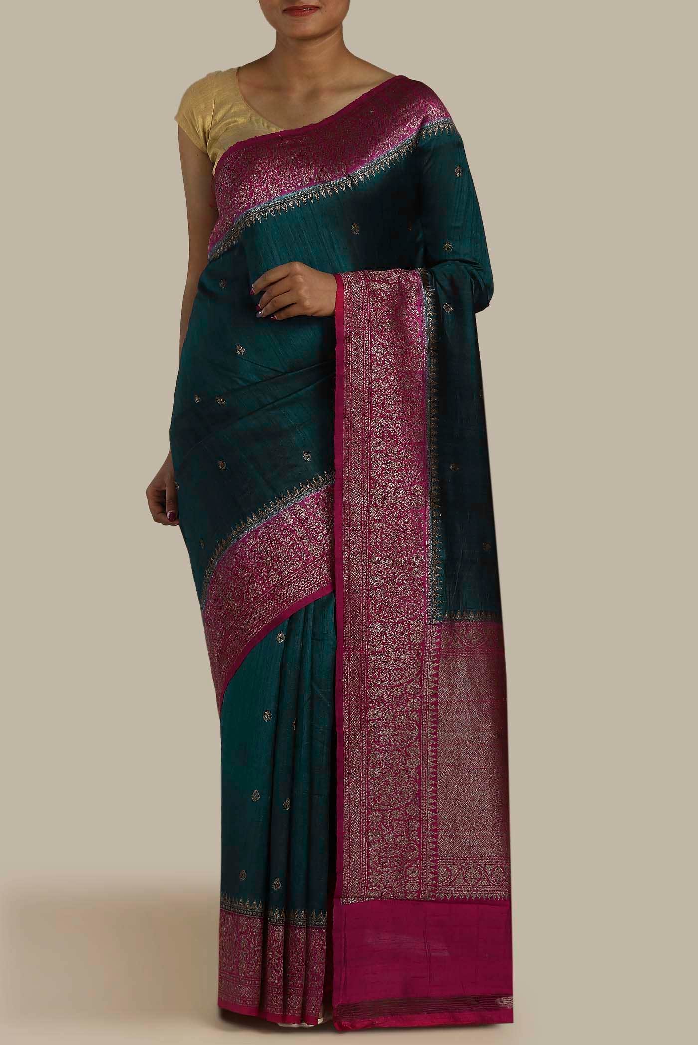 Blue Banarasi Katan Silk Saree