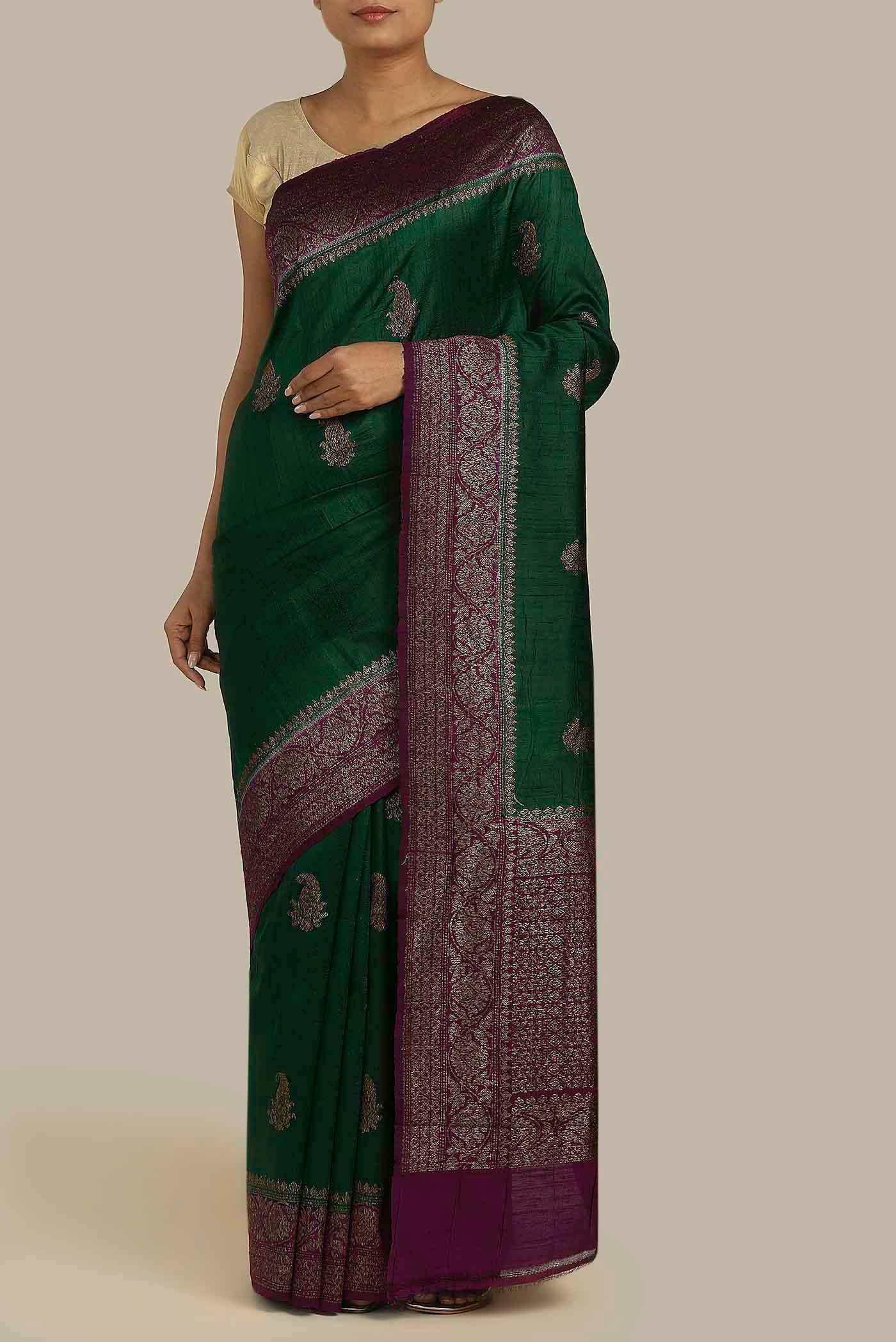 Green Banarasi Katan Silk Saree