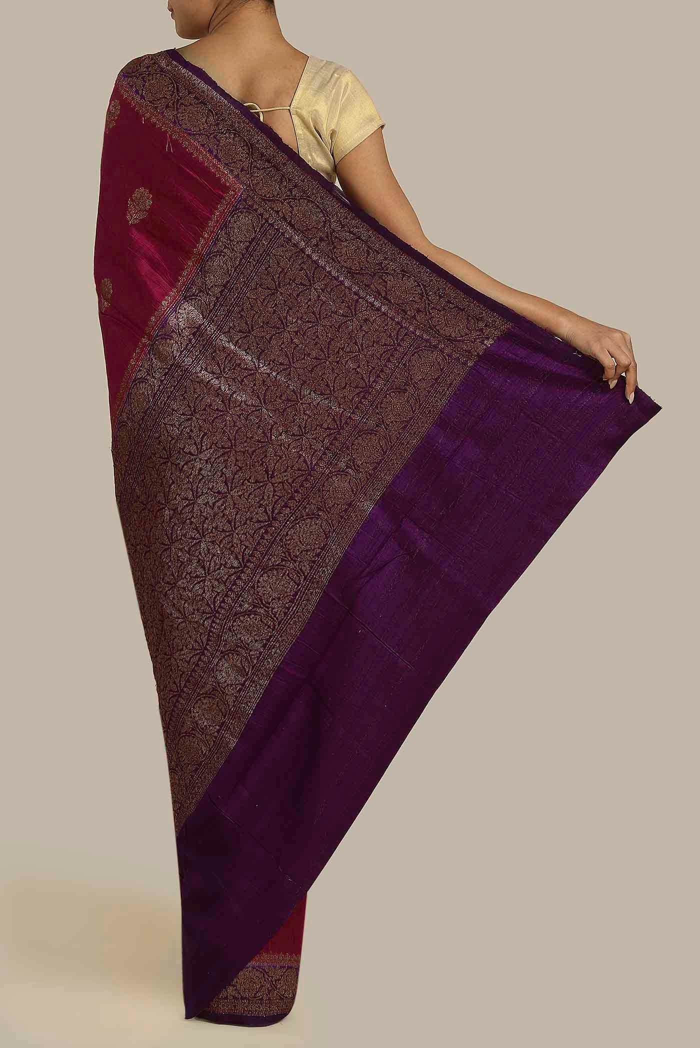Maroon Banarasi Katan Silk Saree