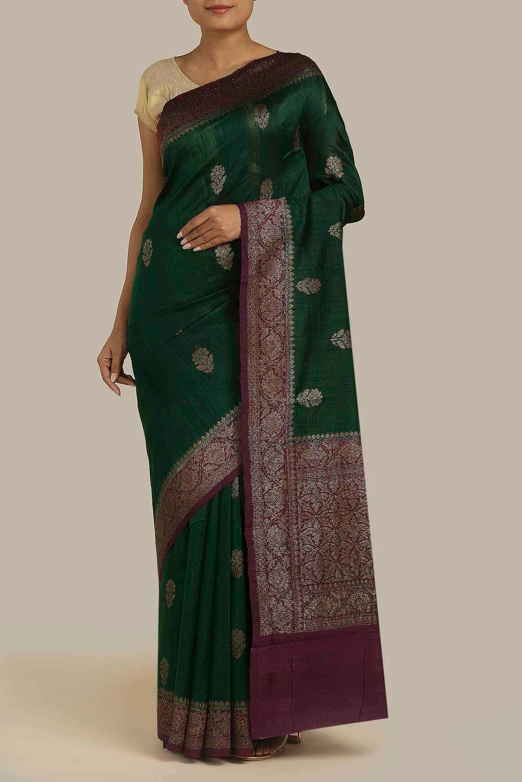 Green Banarasi Katan Silk Saree
