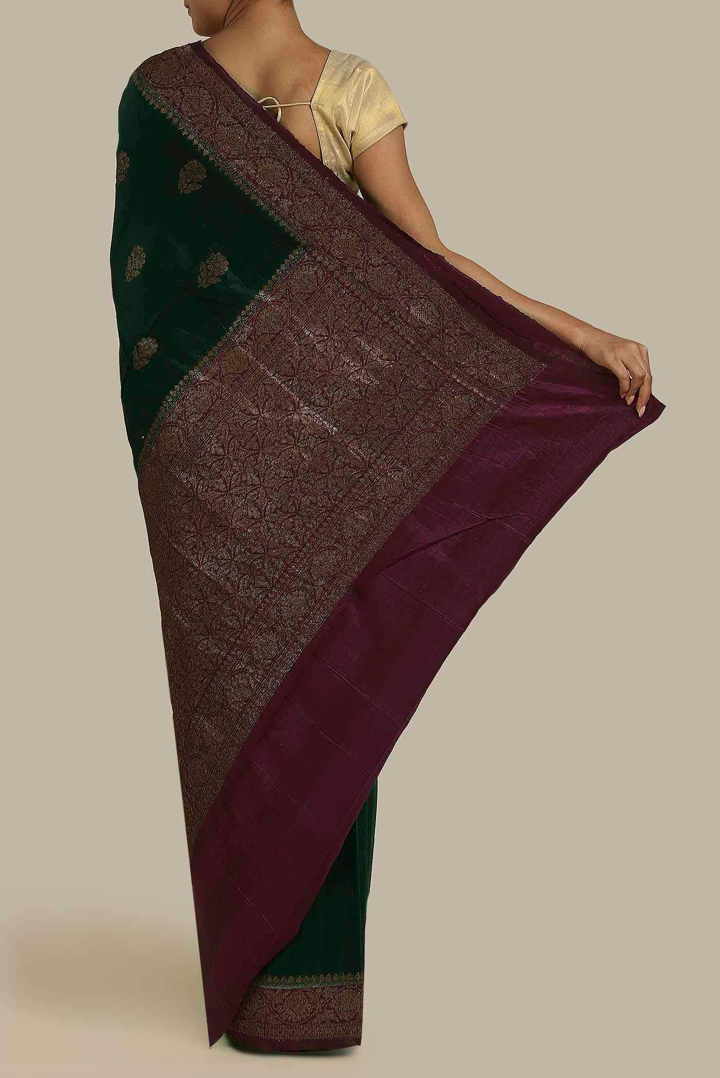 Green Banarasi Katan Silk Saree