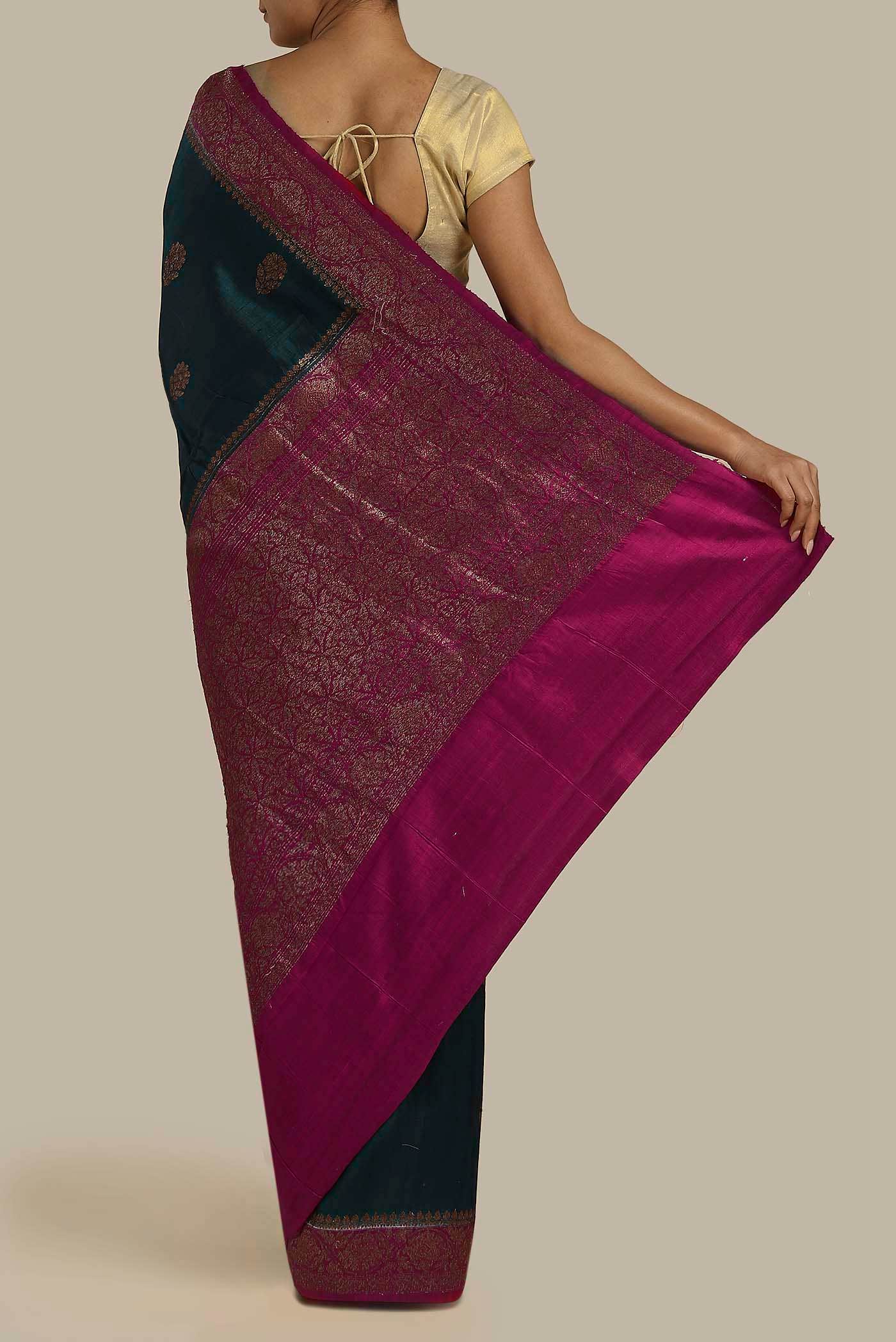 Blue Banarasi Katan Silk Saree