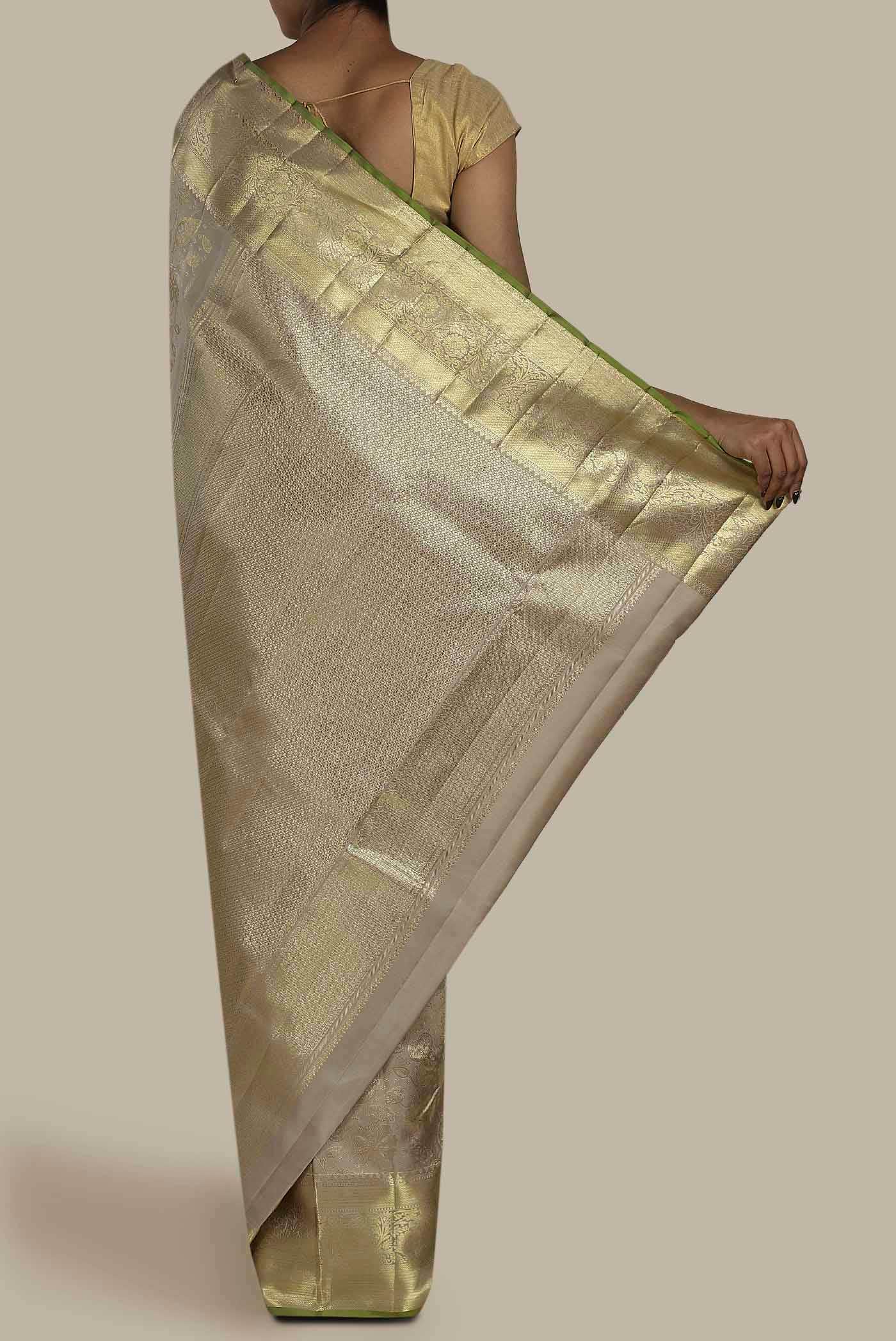 Beige Kanchipuram Silk Saree