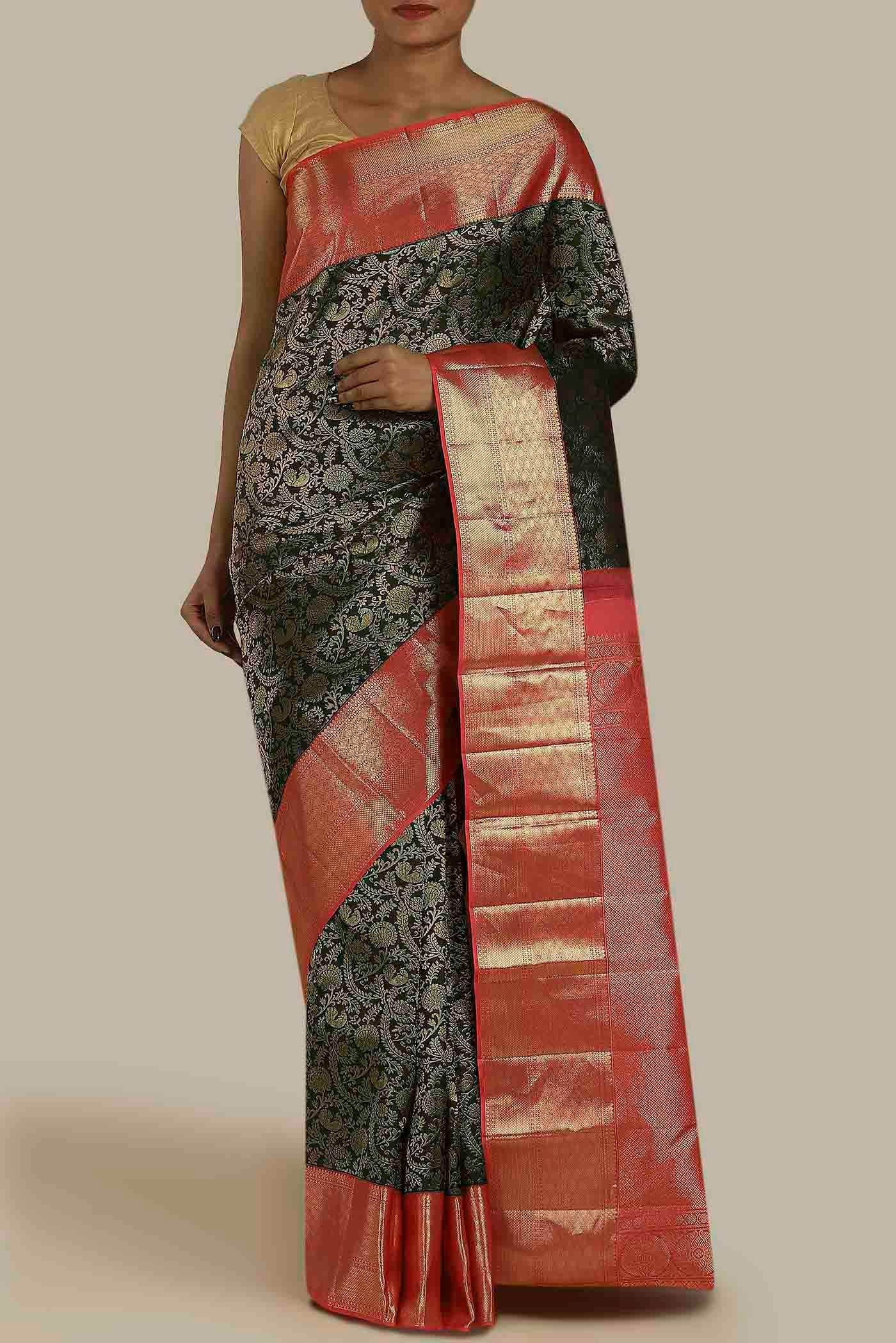 Black Kanchipuram Silk Saree