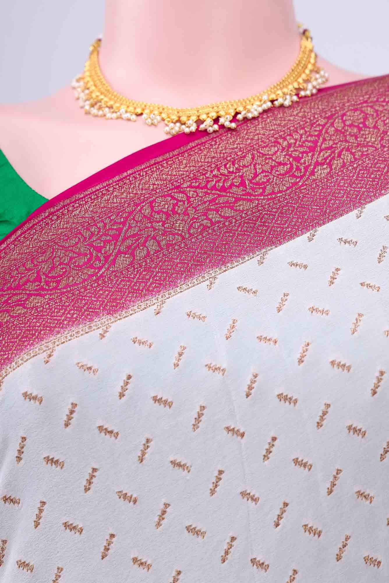 Off White Banarasi Georgette Saree