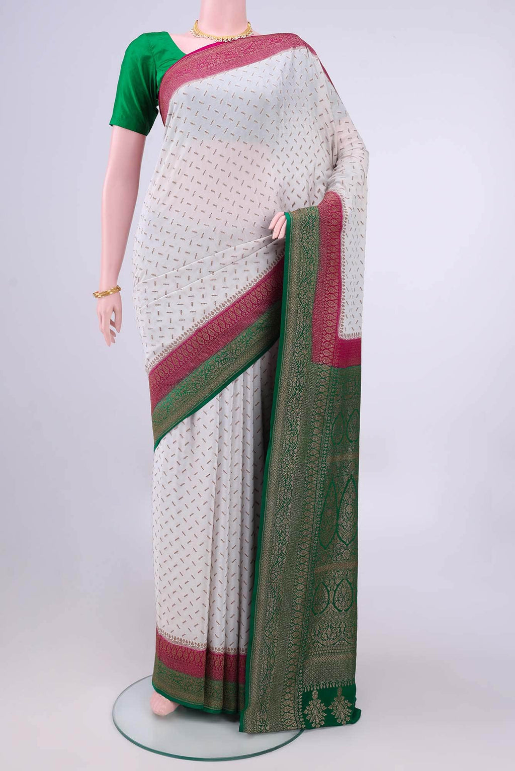 Off White Banarasi Georgette Saree