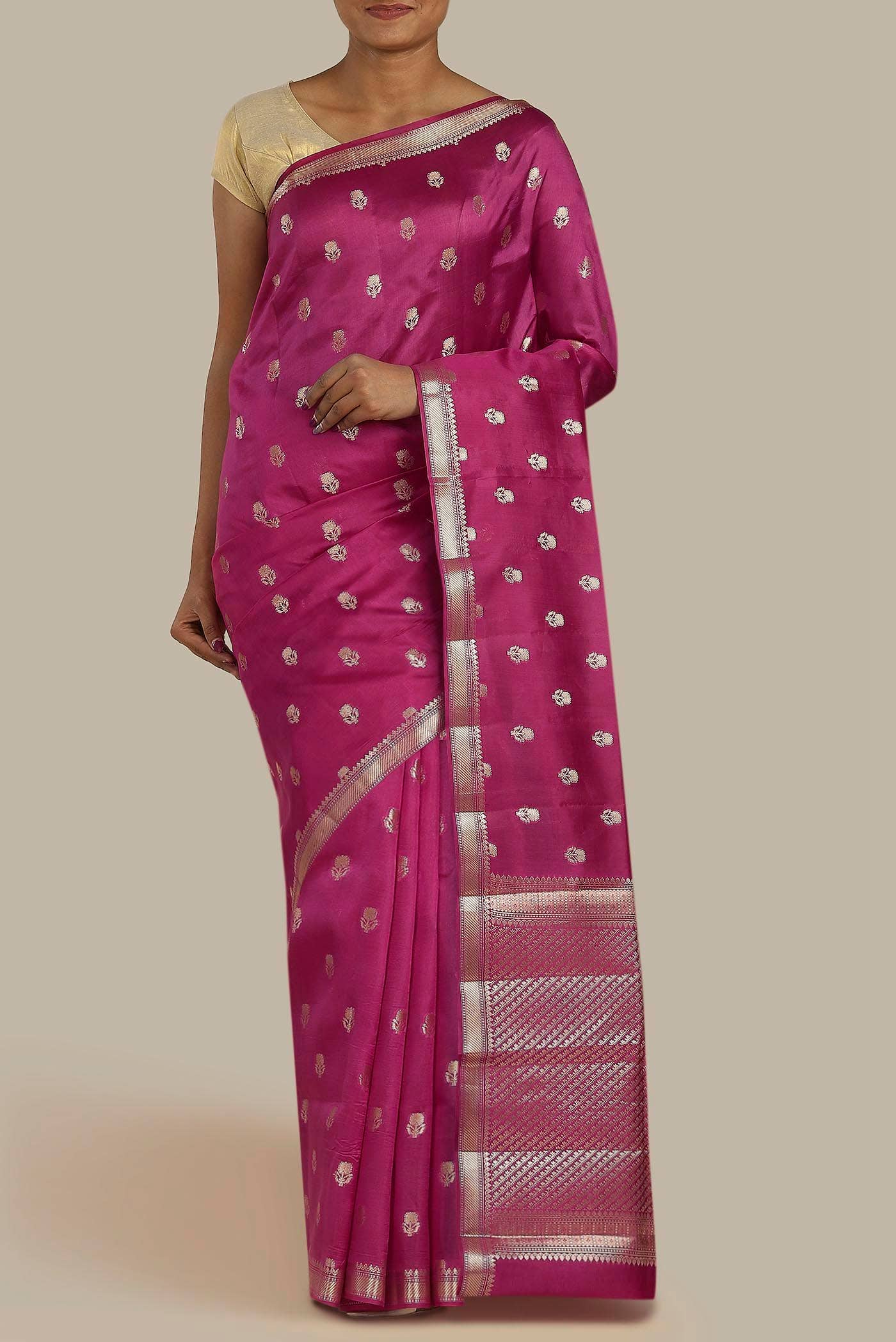Pink Banarasi Raw Silk Saree