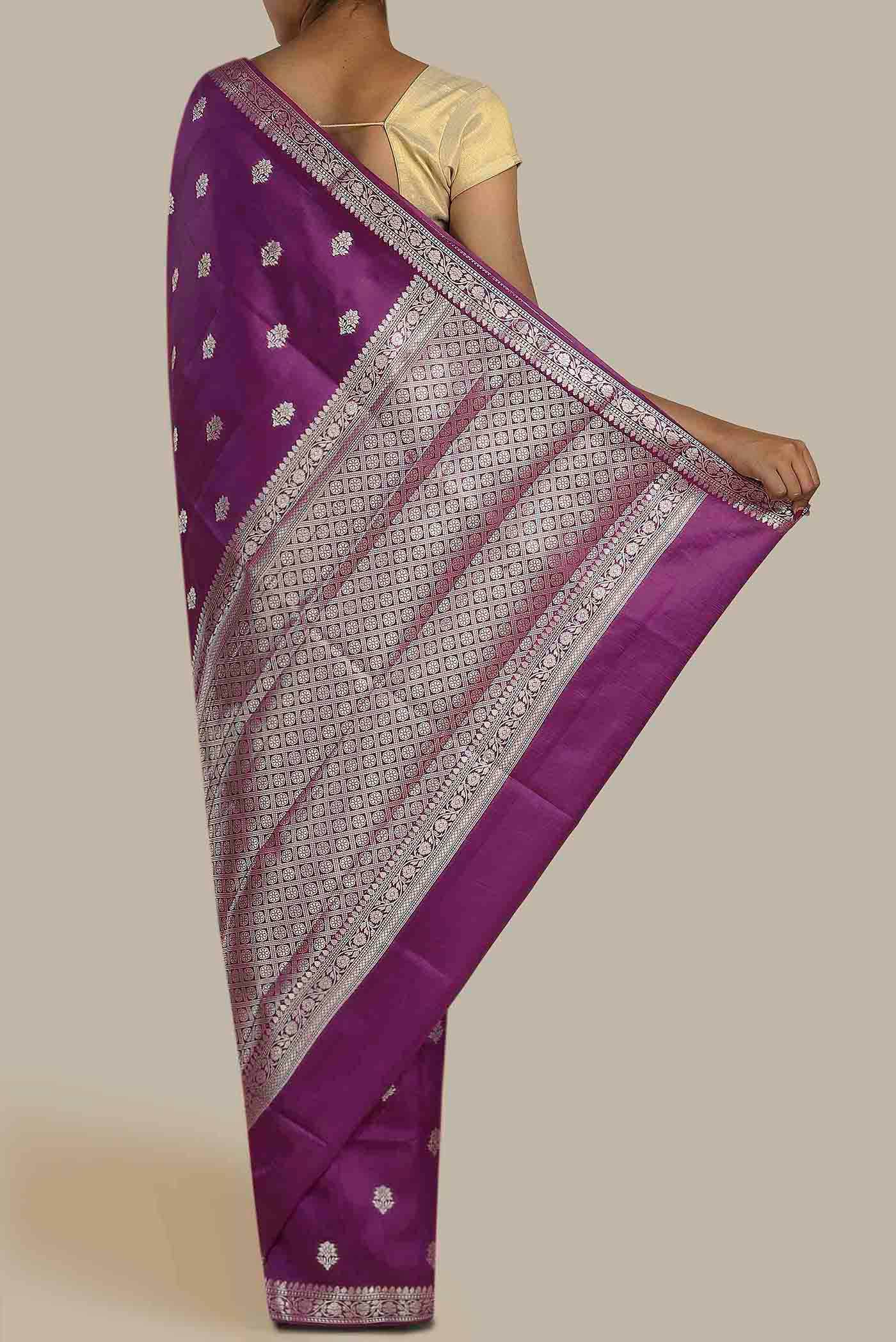 Violet Banarasi Raw Silk Saree