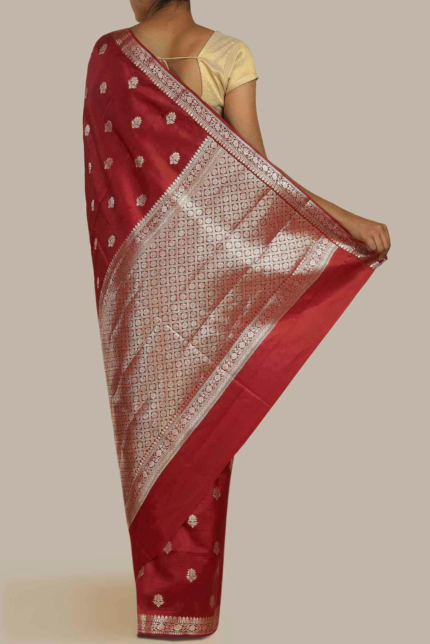 Maroon Banarasi Raw Silk Saree