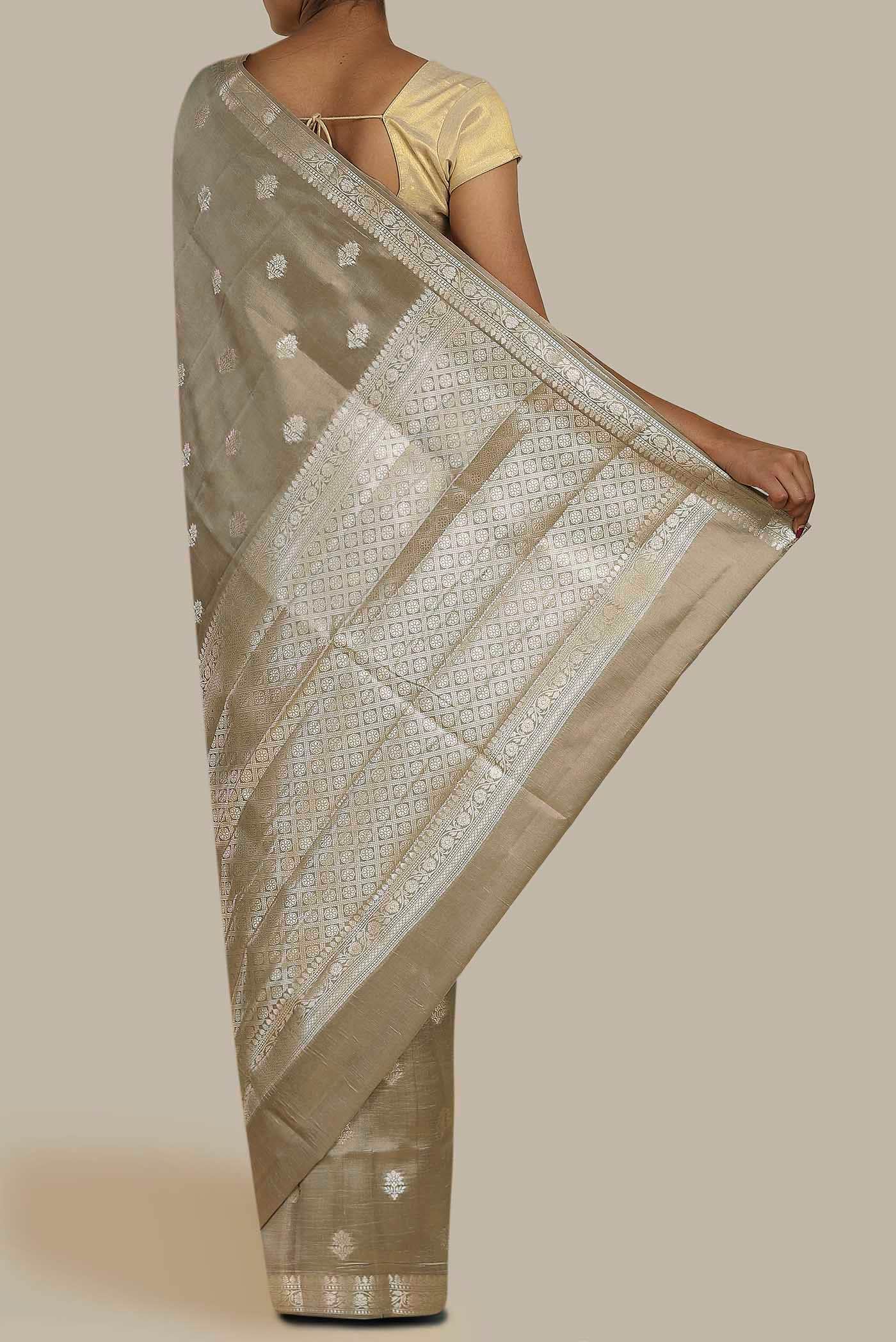 Beige Banarasi Raw Silk Saree