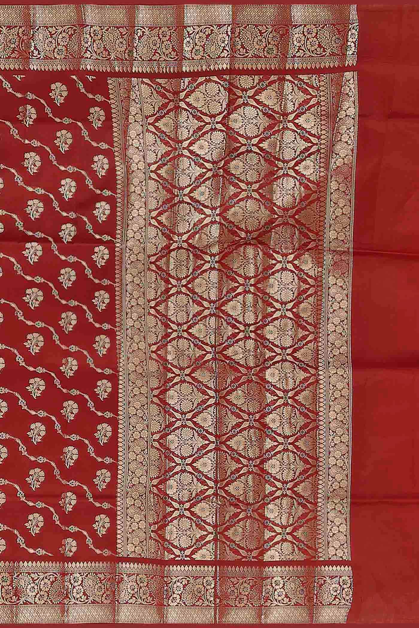 Red Banarasi Raw Silk Saree