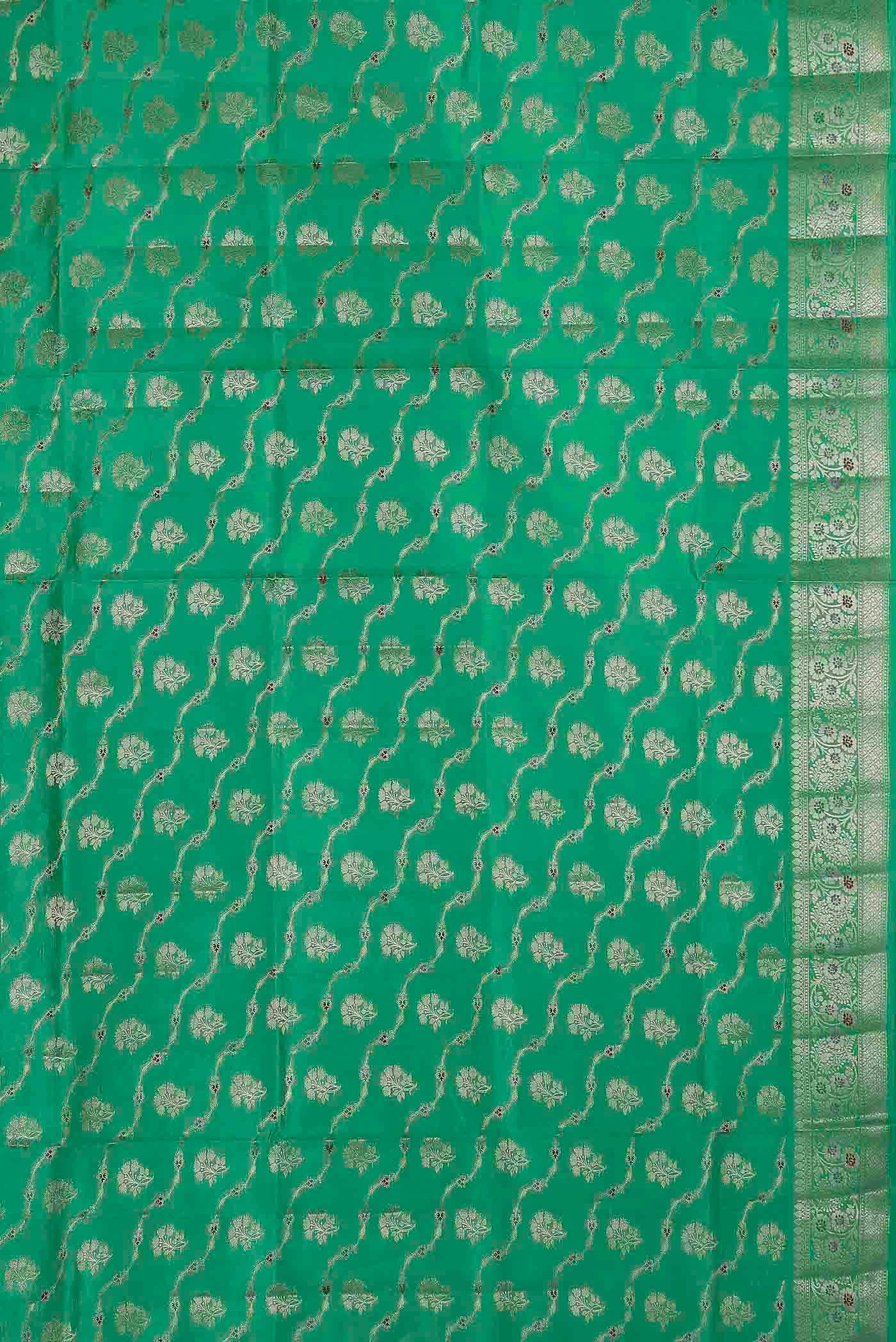 Green Banarasi Raw Silk Saree