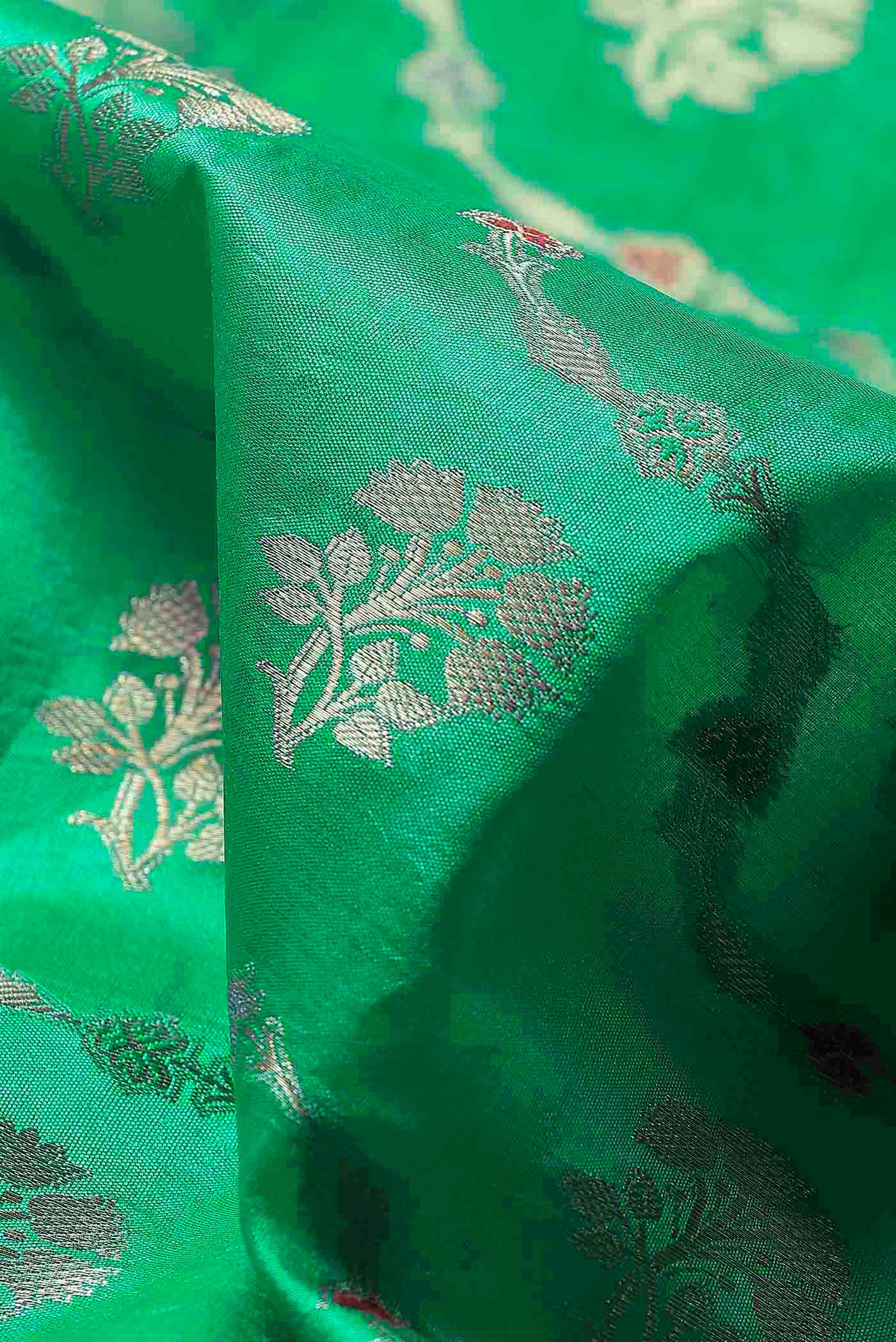 Green Banarasi Raw Silk Saree