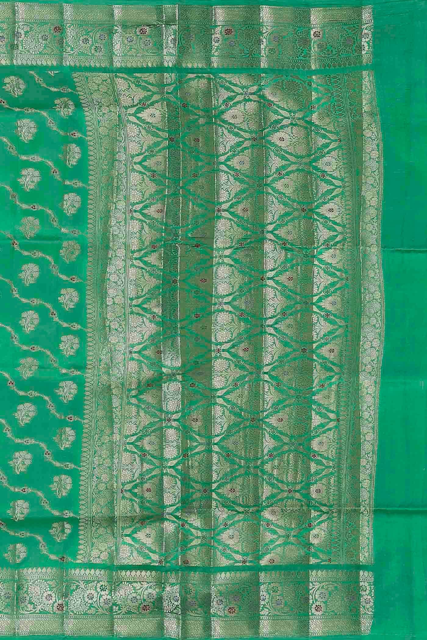Green Banarasi Raw Silk Saree