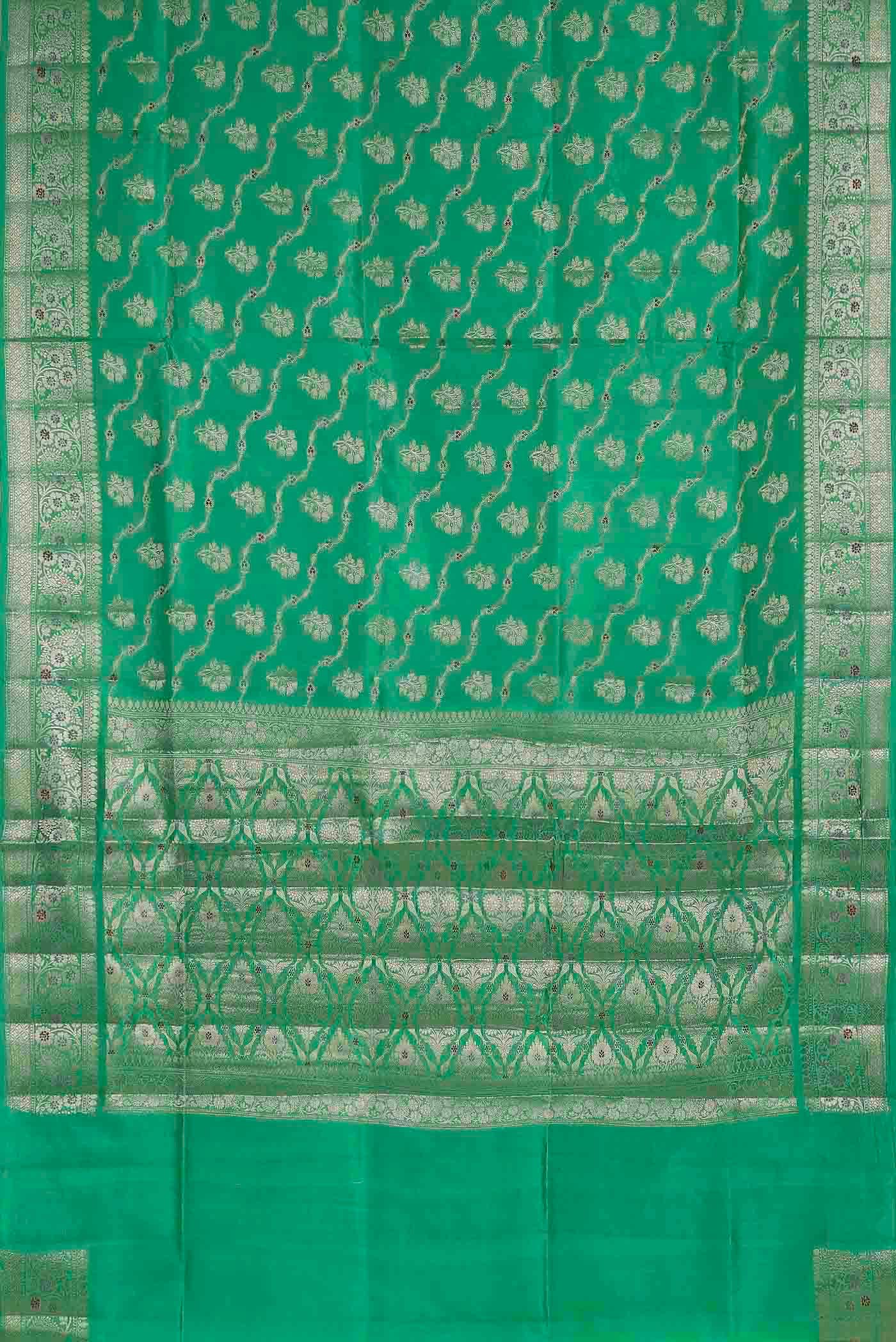 Green Banarasi Raw Silk Saree