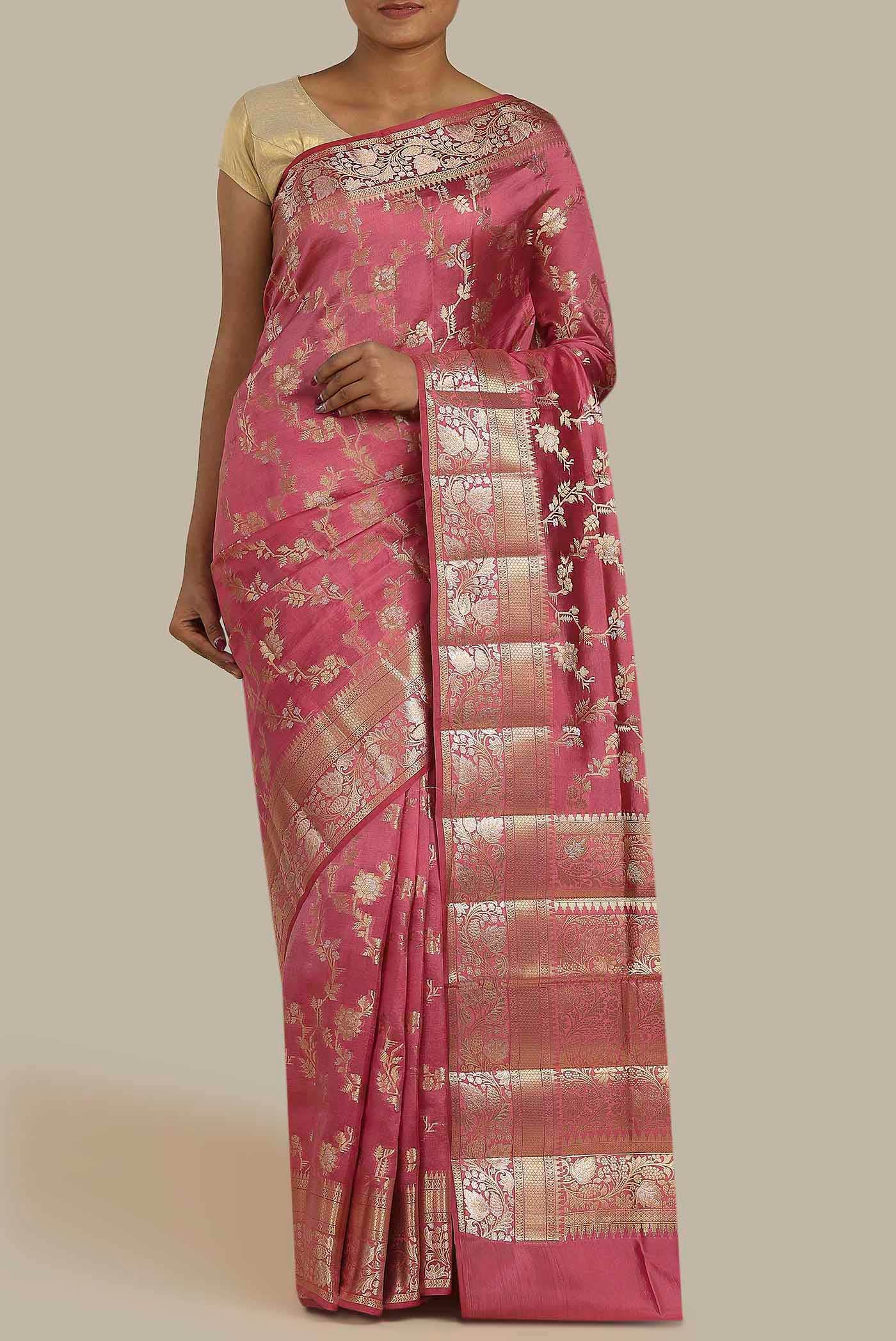 Green Banarasi Raw Silk Saree
