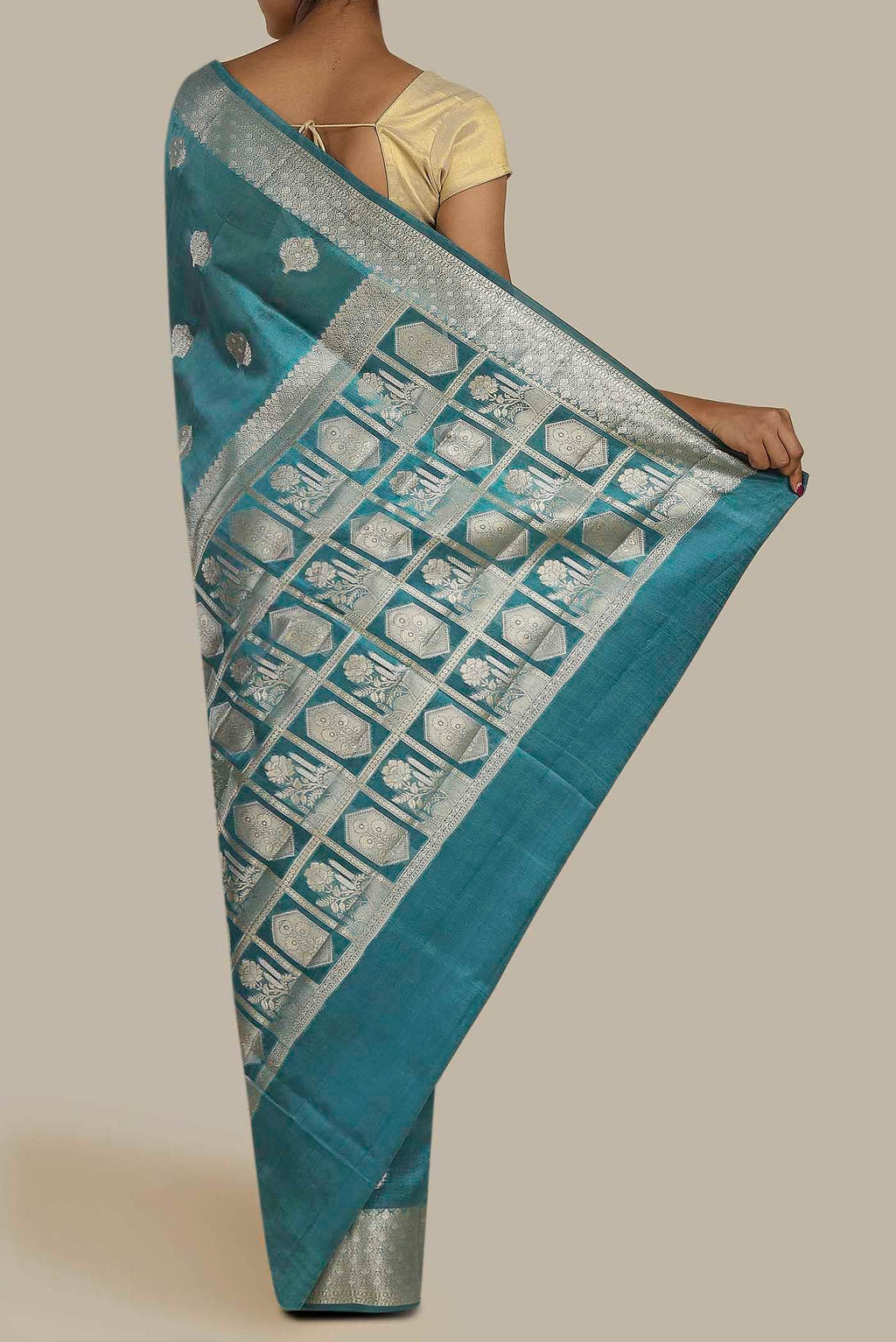 Blue Banarasi Raw Silk Saree