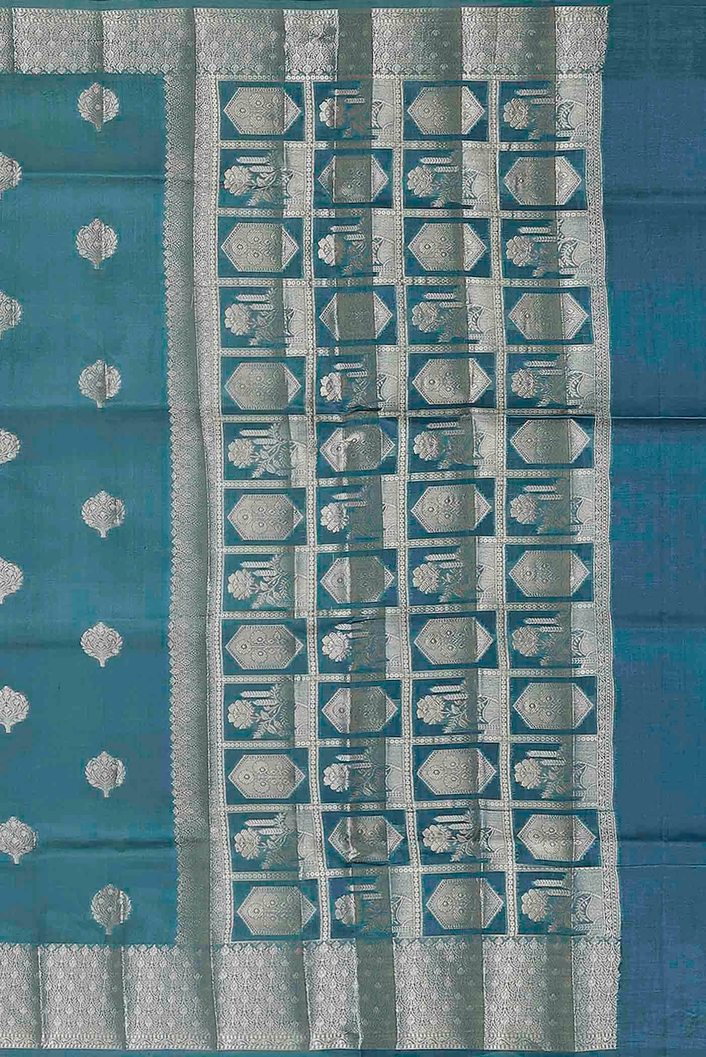 Blue Banarasi Raw Silk Saree