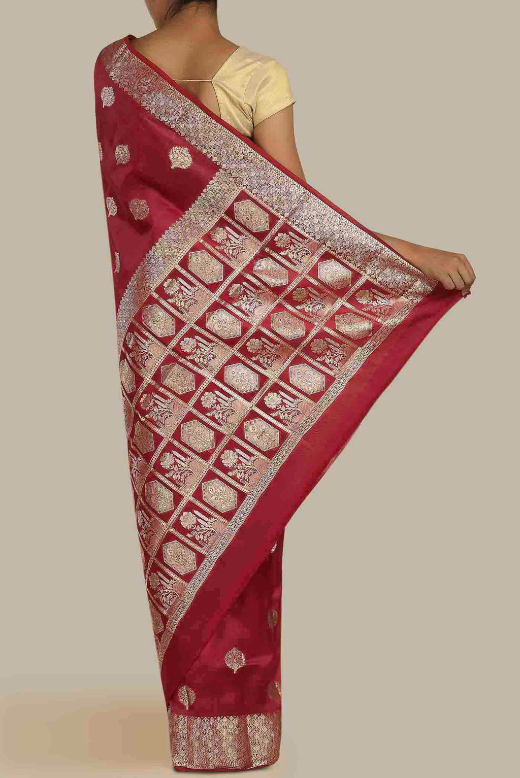 Maroon Banarasi Raw Silk Saree