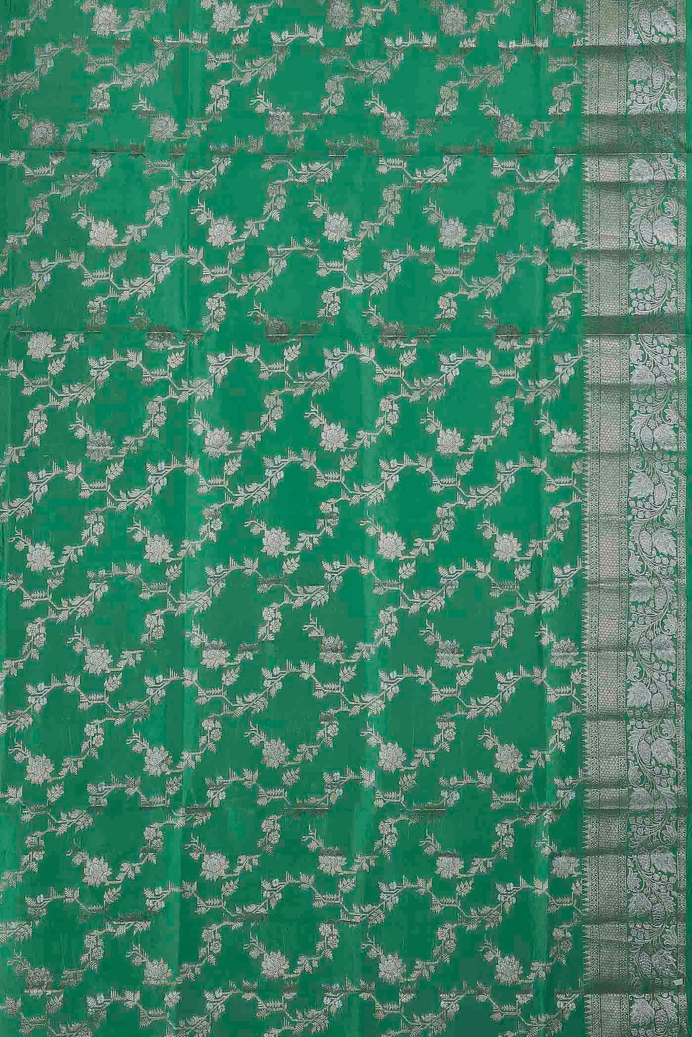 Green Banarasi Raw Silk Saree