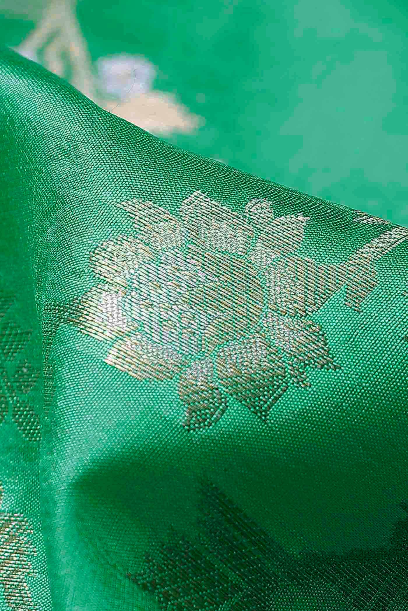 Green Banarasi Raw Silk Saree