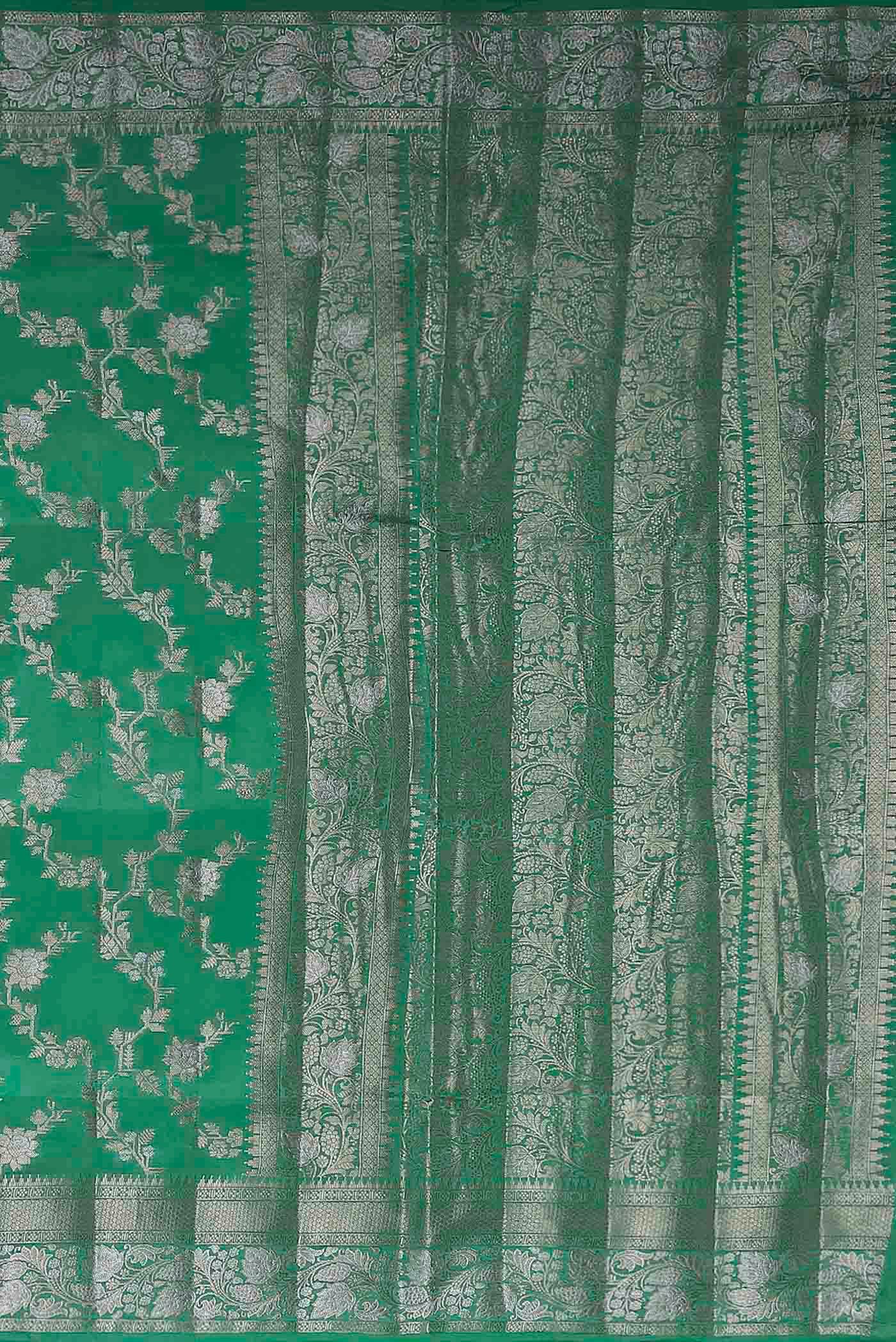 Green Banarasi Raw Silk Saree