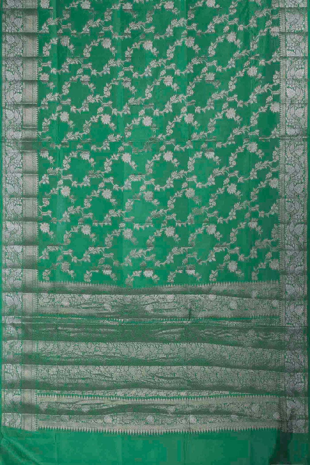 Green Banarasi Raw Silk Saree
