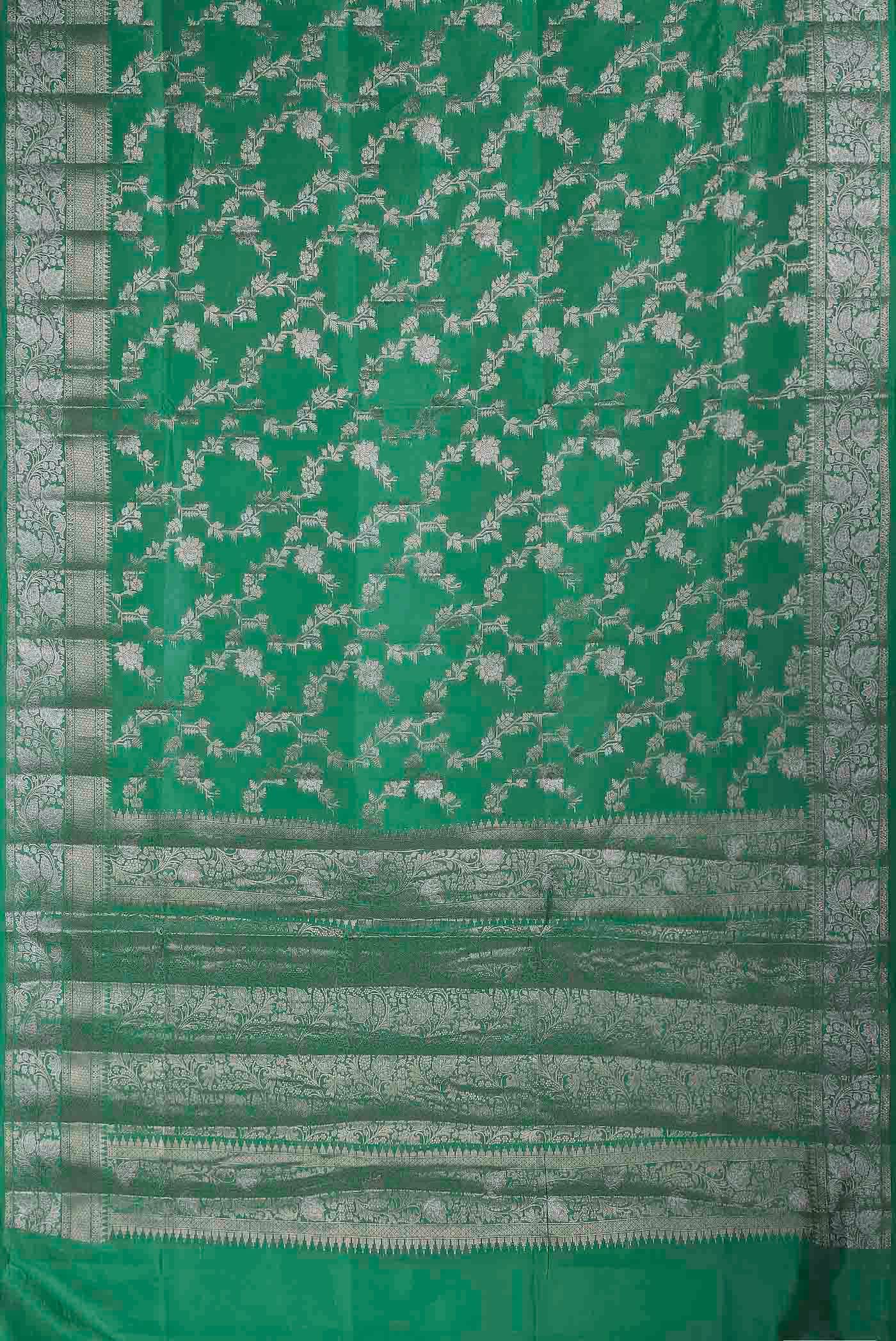 Green Banarasi Raw Silk Saree