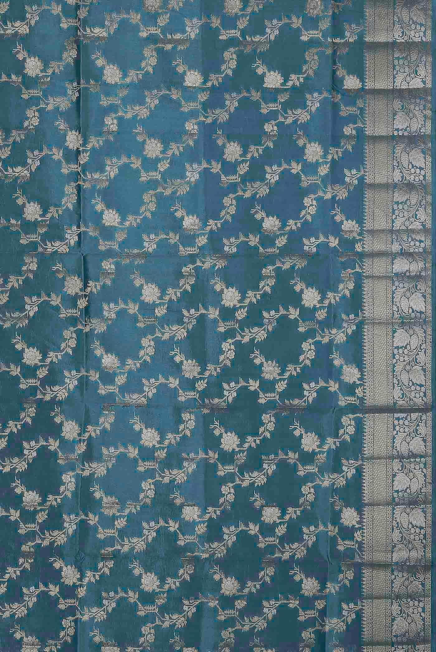 Blue Banarasi Raw Silk Saree