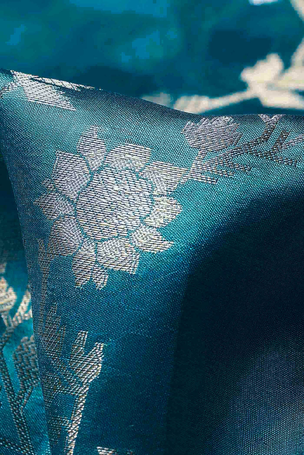 Blue Banarasi Raw Silk Saree