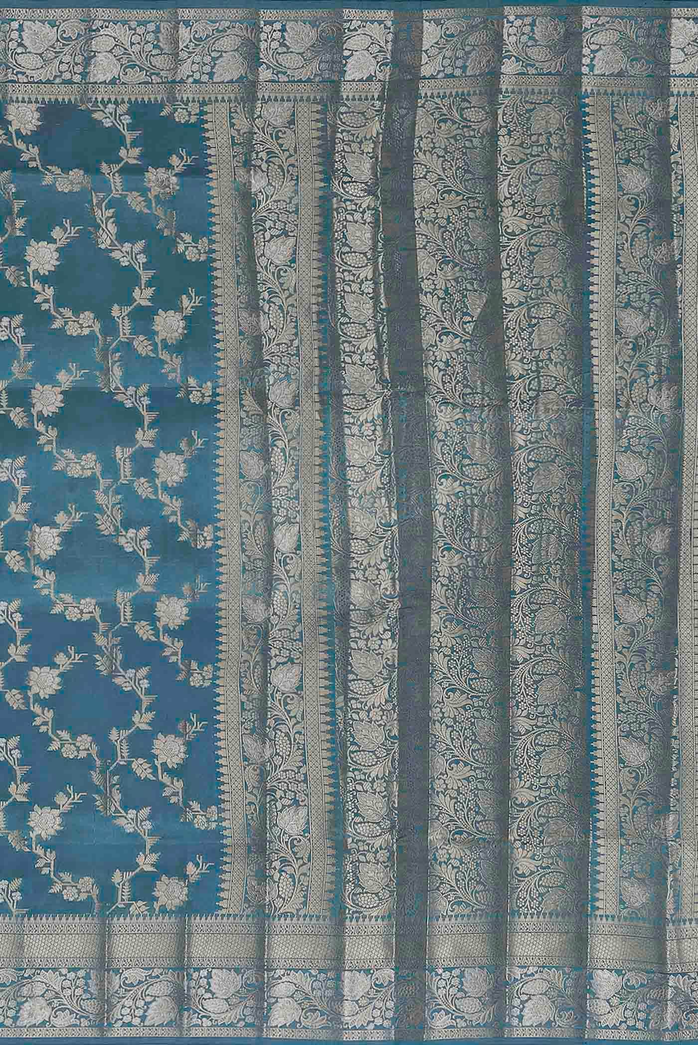 Blue Banarasi Raw Silk Saree