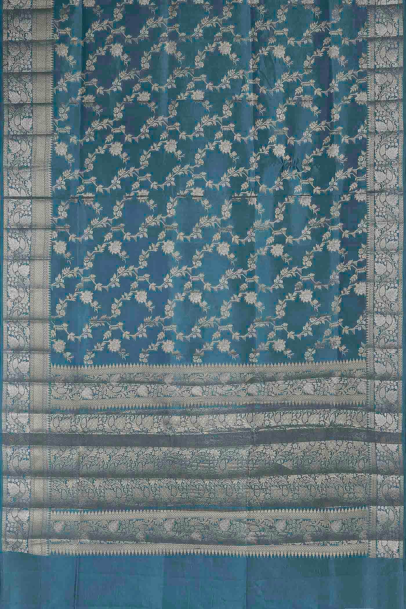 Blue Banarasi Raw Silk Saree